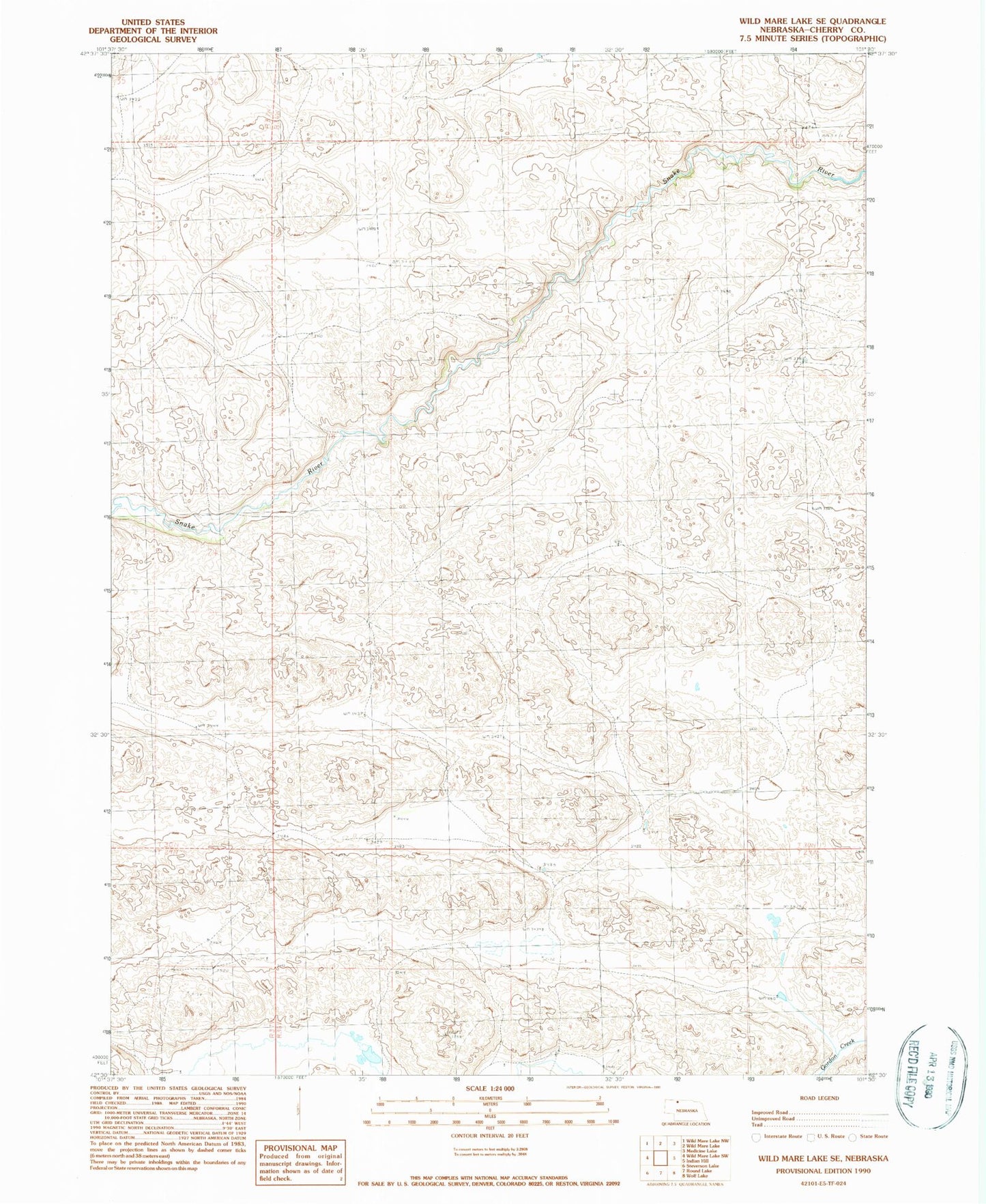 Classic USGS Wild Mare Lake SE Nebraska 7.5'x7.5' Topo Map Image