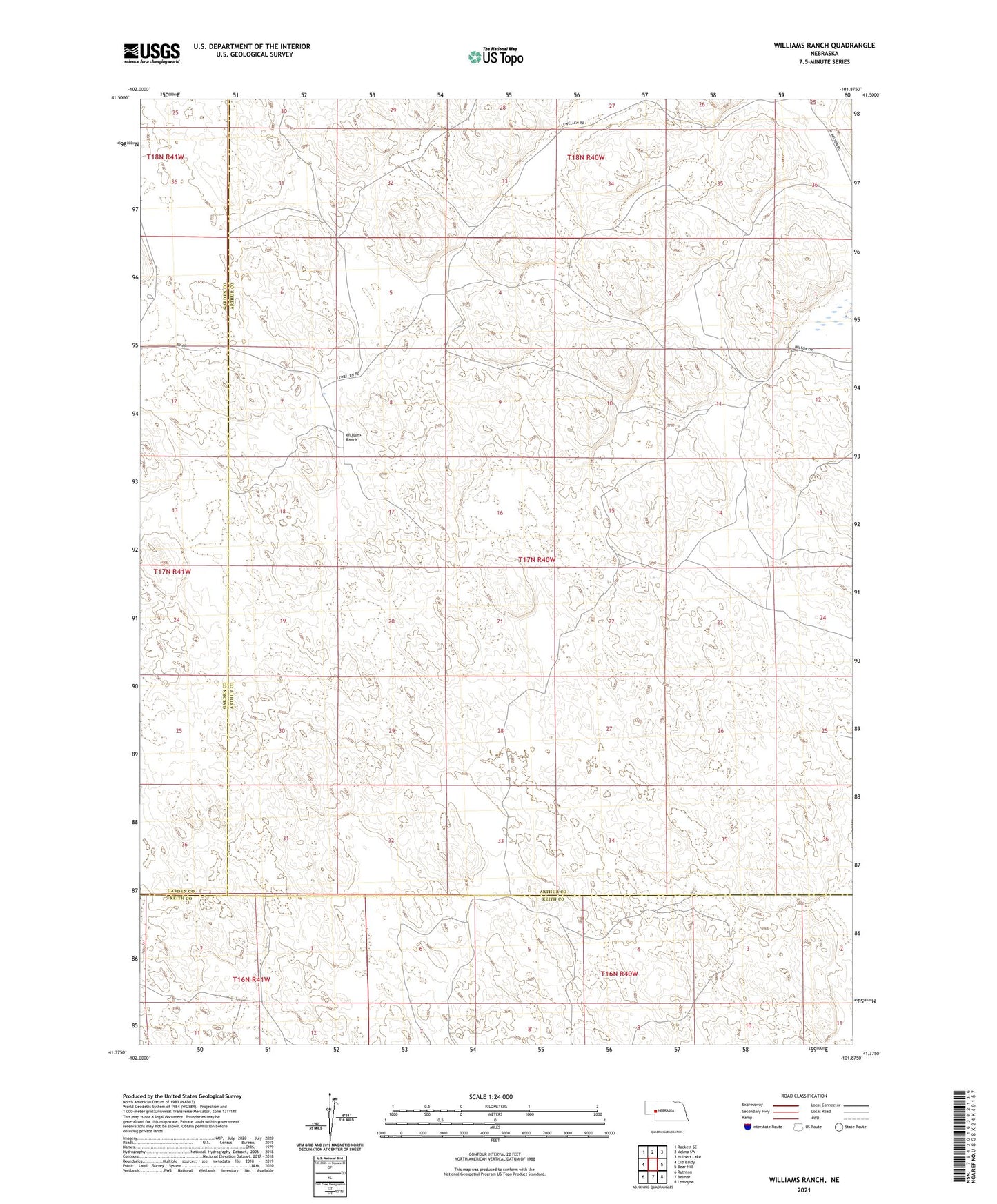 Williams Ranch Nebraska US Topo Map Image
