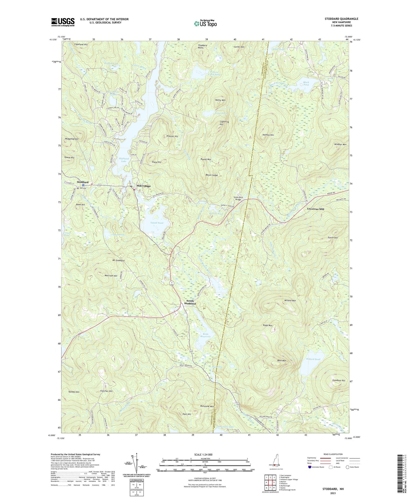 Stoddard New Hampshire US Topo Map Image