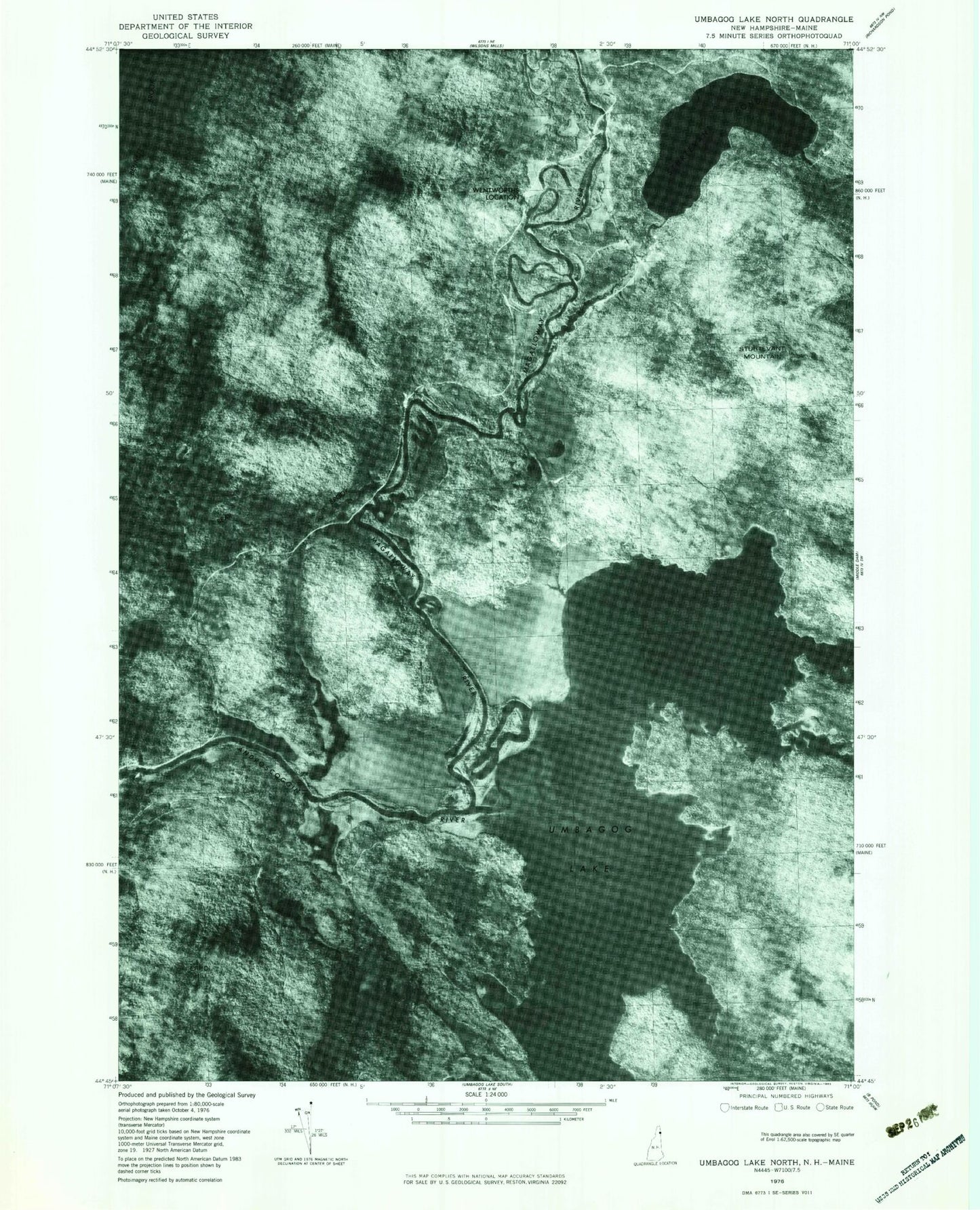 USGS Classic Umbagog Lake North New Hampshire 7.5'x7.5' Topo Map Image