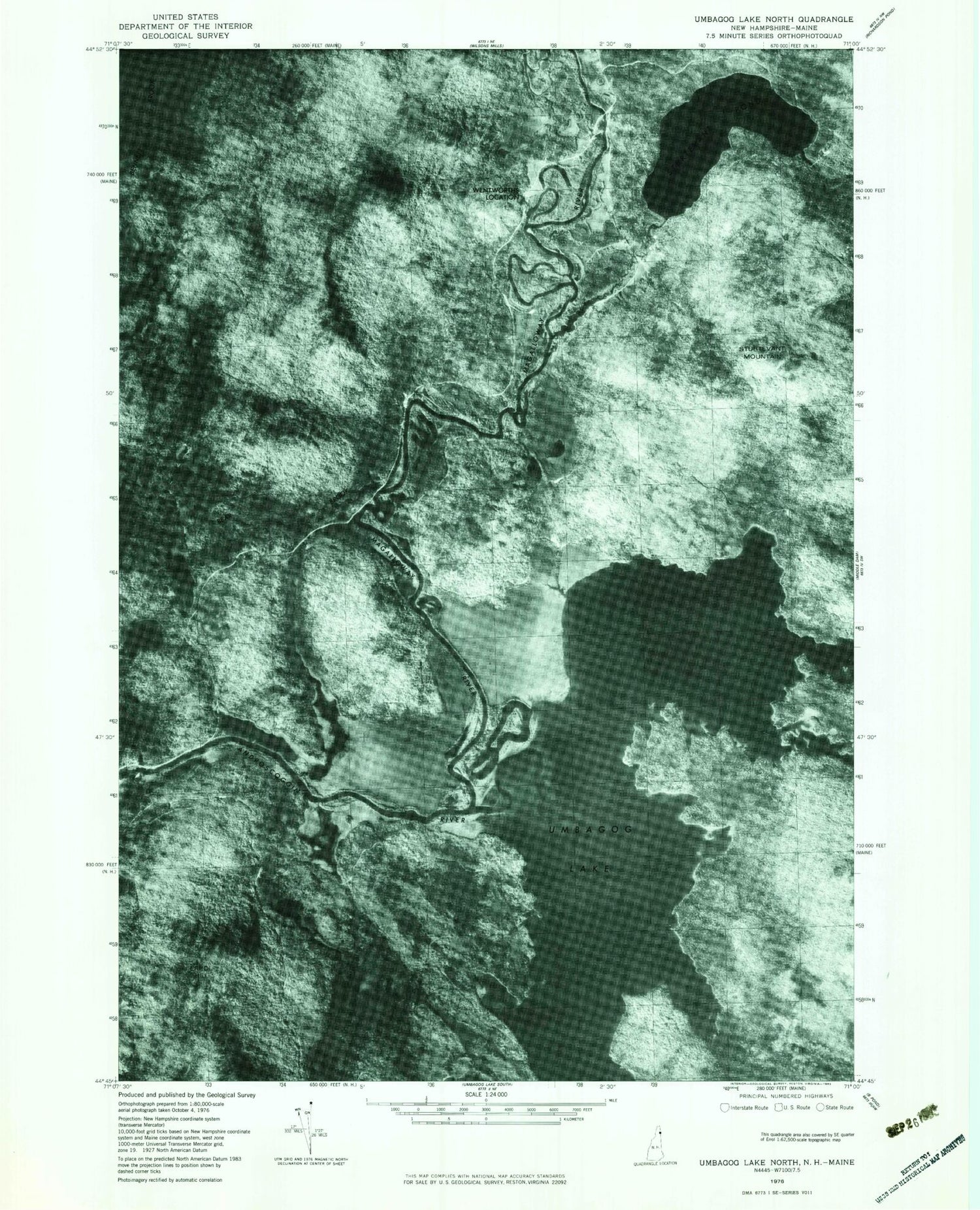 USGS Classic Umbagog Lake North New Hampshire 7.5'x7.5' Topo Map Image