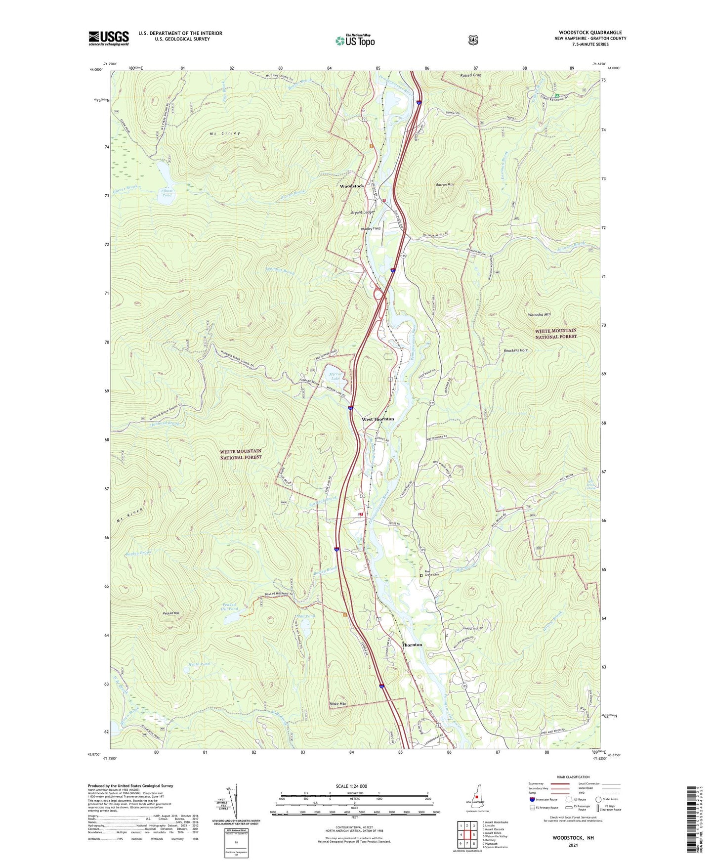 Woodstock New Hampshire US Topo Map Image