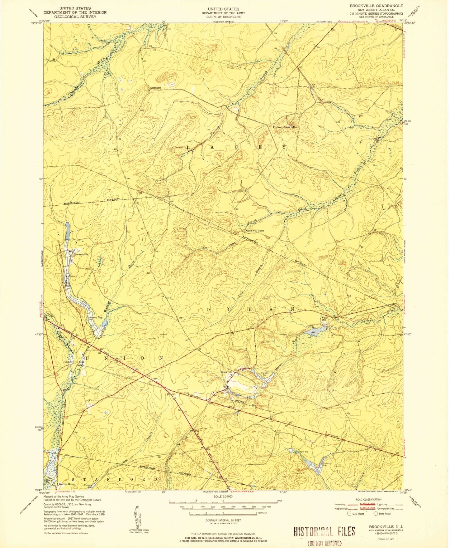 Classic USGS Brookville New Jersey 7.5'x7.5' Topo Map Image
