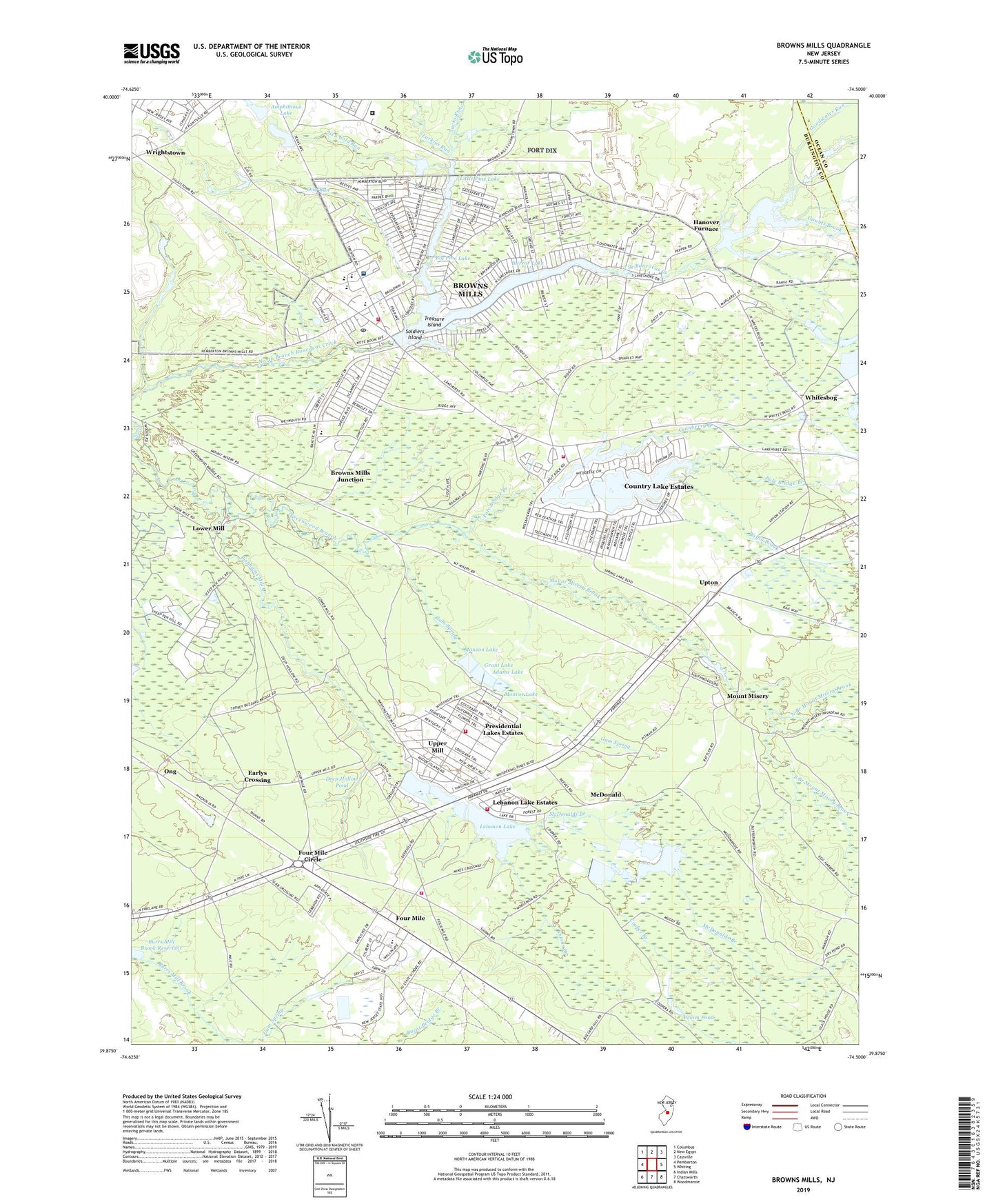 Browns Mills New Jersey US Topo Map Image