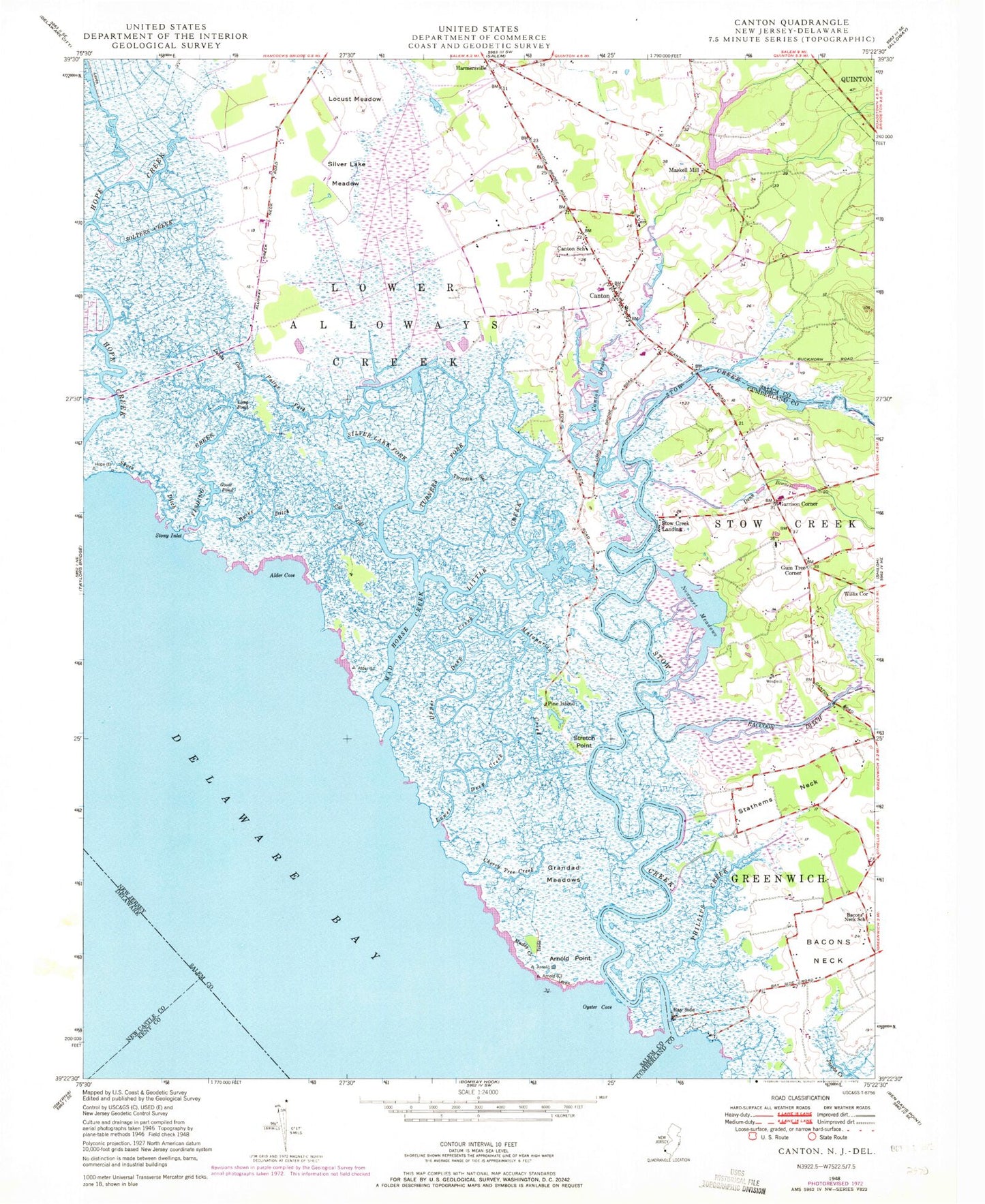 Classic USGS Canton New Jersey 7.5'x7.5' Topo Map Image