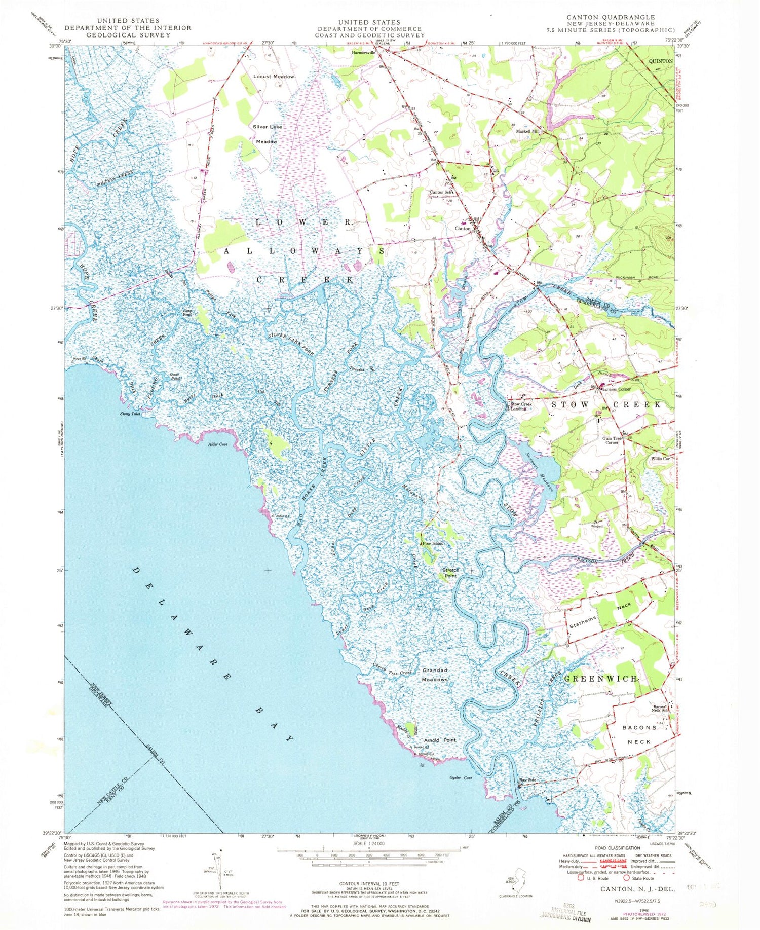 Classic USGS Canton New Jersey 7.5'x7.5' Topo Map Image
