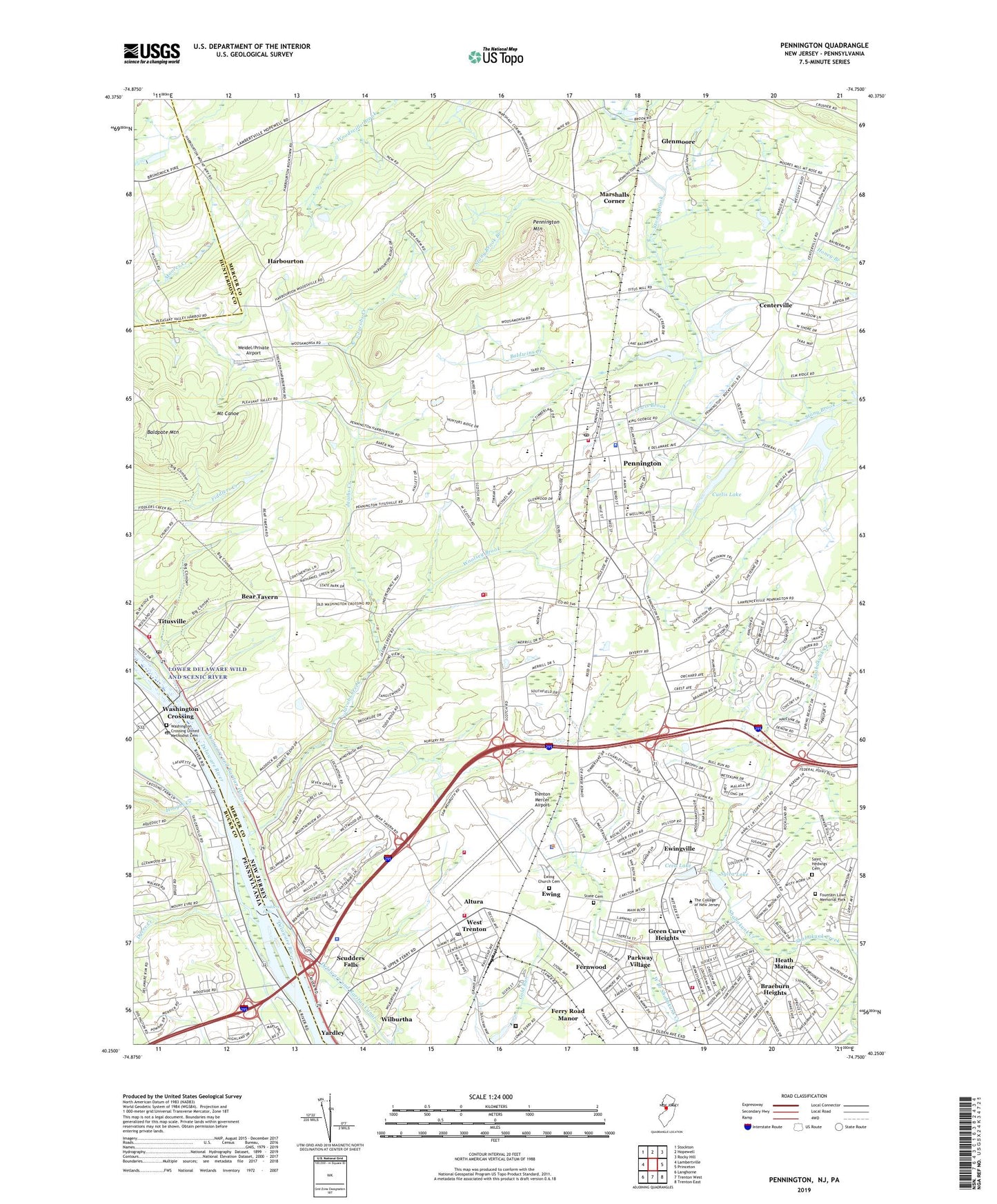 Pennington New Jersey US Topo Map Image