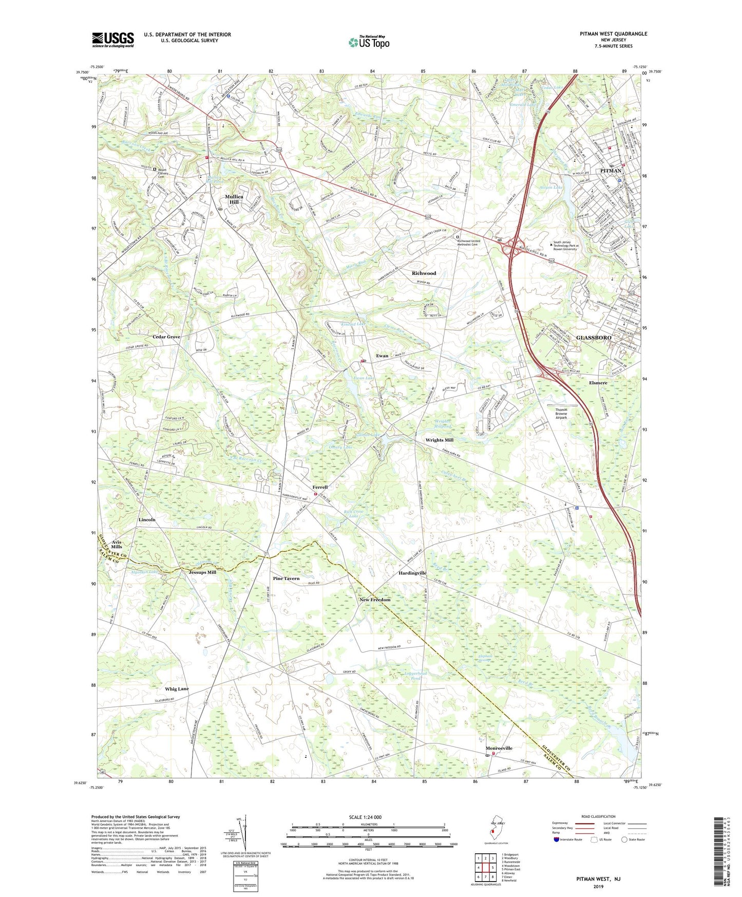 Pitman West New Jersey US Topo Map Image