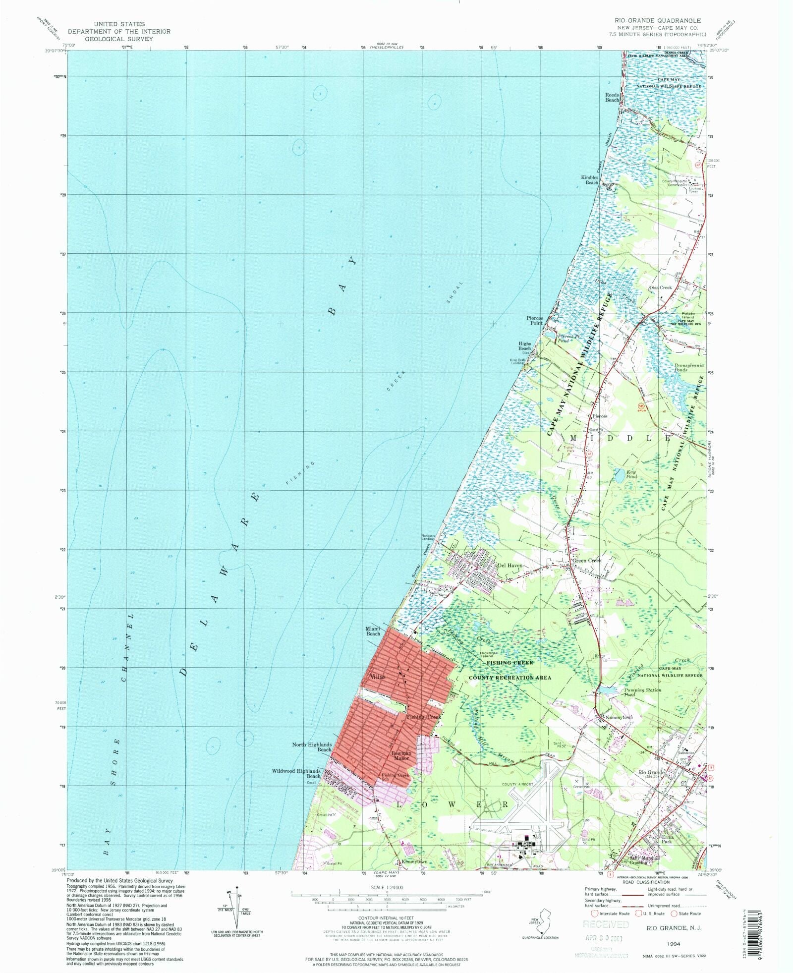Classic USGS Rio Grande New Jersey 7.5'x7.5' Topo Map – MyTopo Map