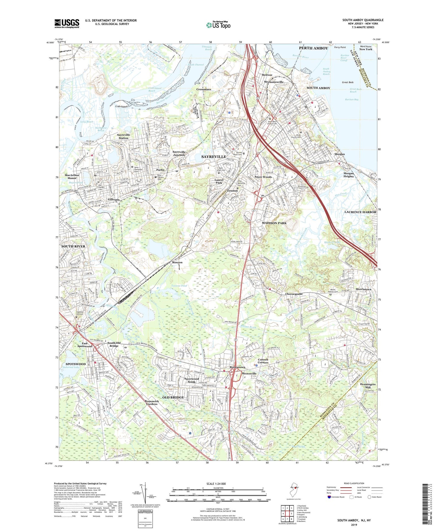 South Amboy New Jersey US Topo Map Image