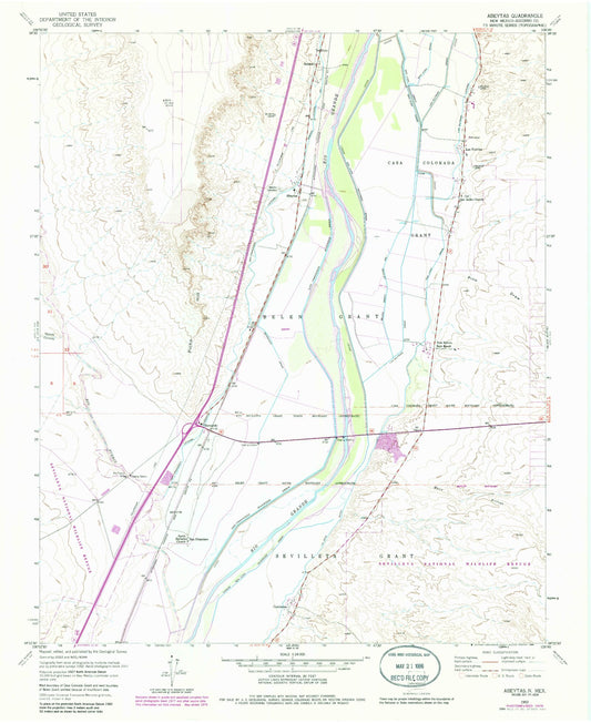 Classic USGS Abeytas New Mexico 7.5'x7.5' Topo Map Image