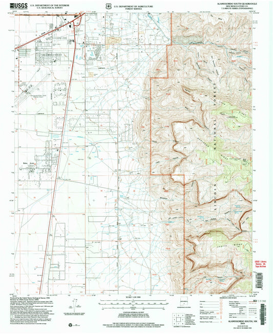 Classic USGS Alamogordo South New Mexico 7.5'x7.5' Topo Map Image