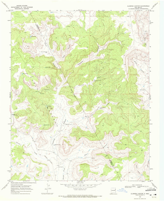 Classic USGS Alamosa Canyon New Mexico 7.5'x7.5' Topo Map Image