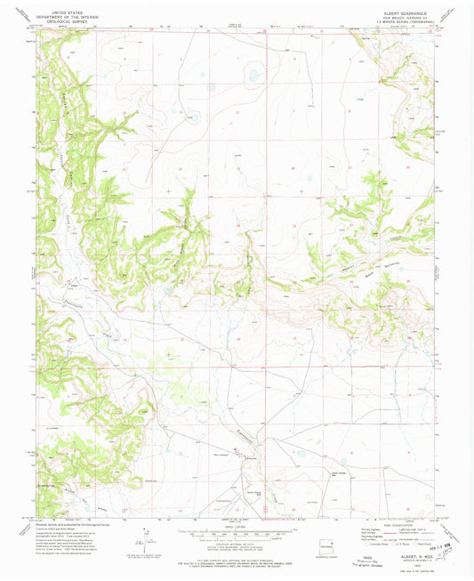 Classic USGS Albert New Mexico 7.5'x7.5' Topo Map Image
