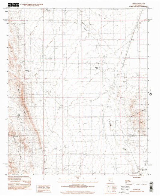 Classic USGS Alivio New Mexico 7.5'x7.5' Topo Map Image