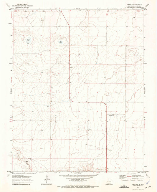Classic USGS Amistad New Mexico 7.5'x7.5' Topo Map Image