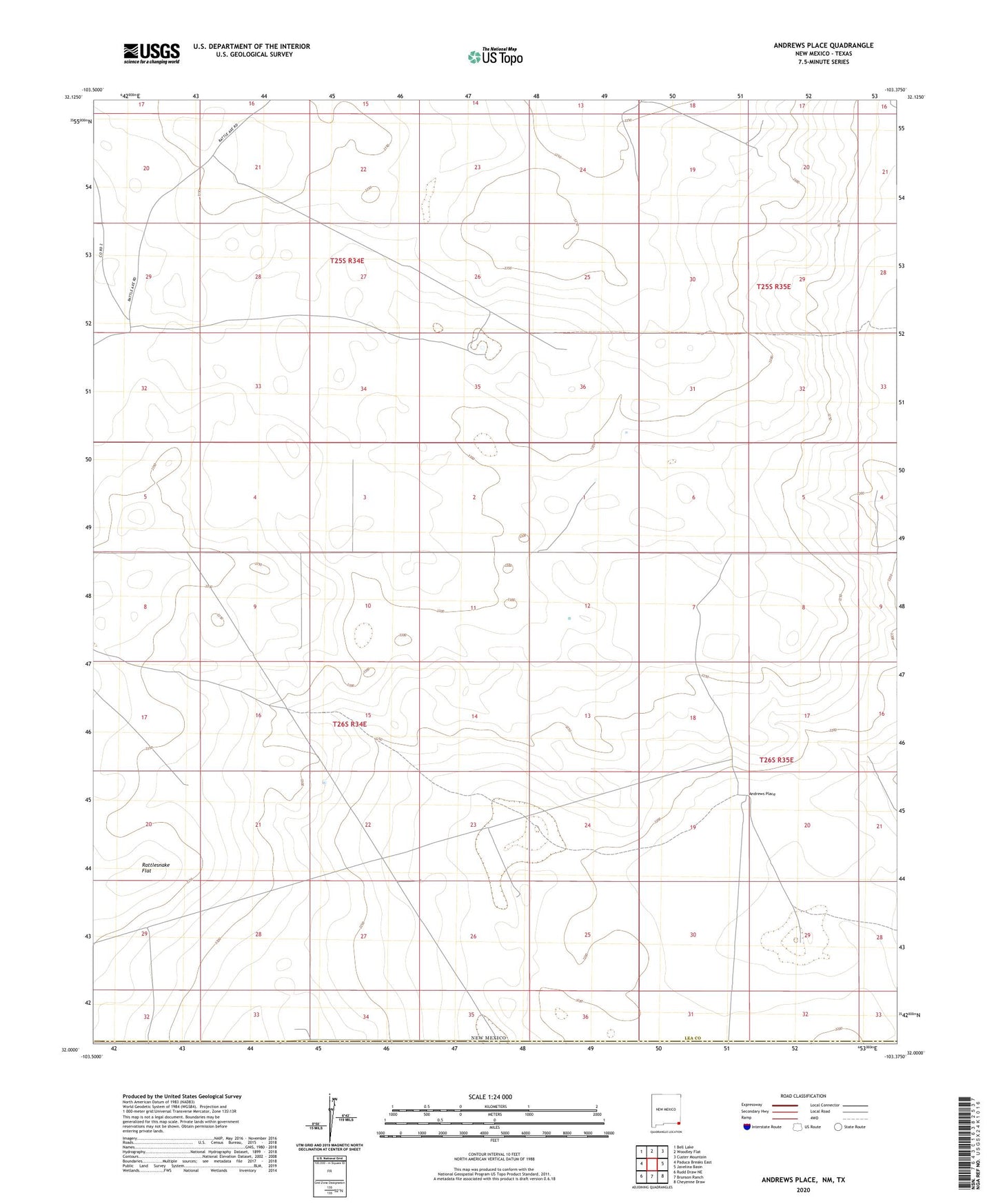 Andrews Place New Mexico US Topo Map Image