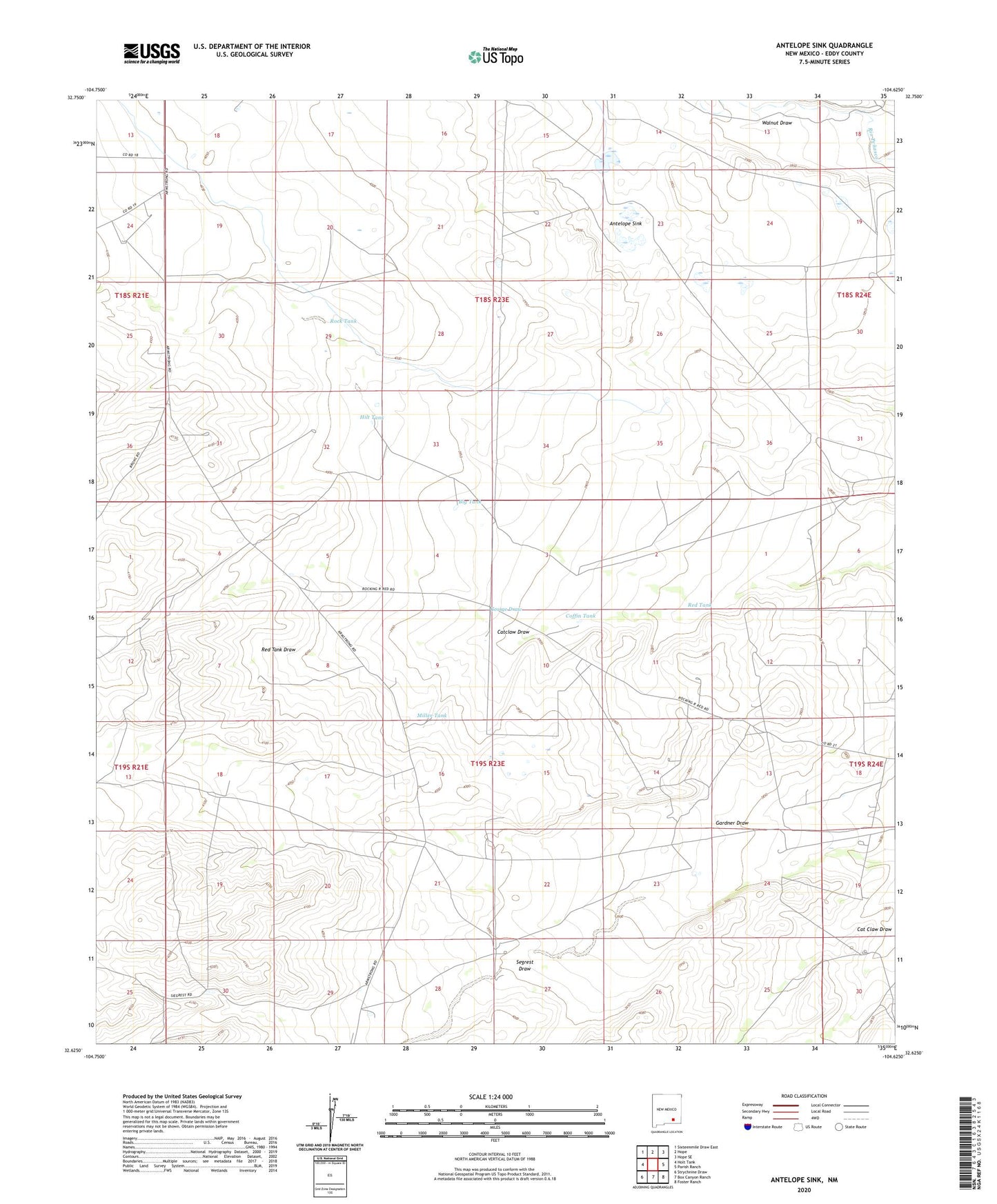 Antelope Sink New Mexico US Topo Map Image