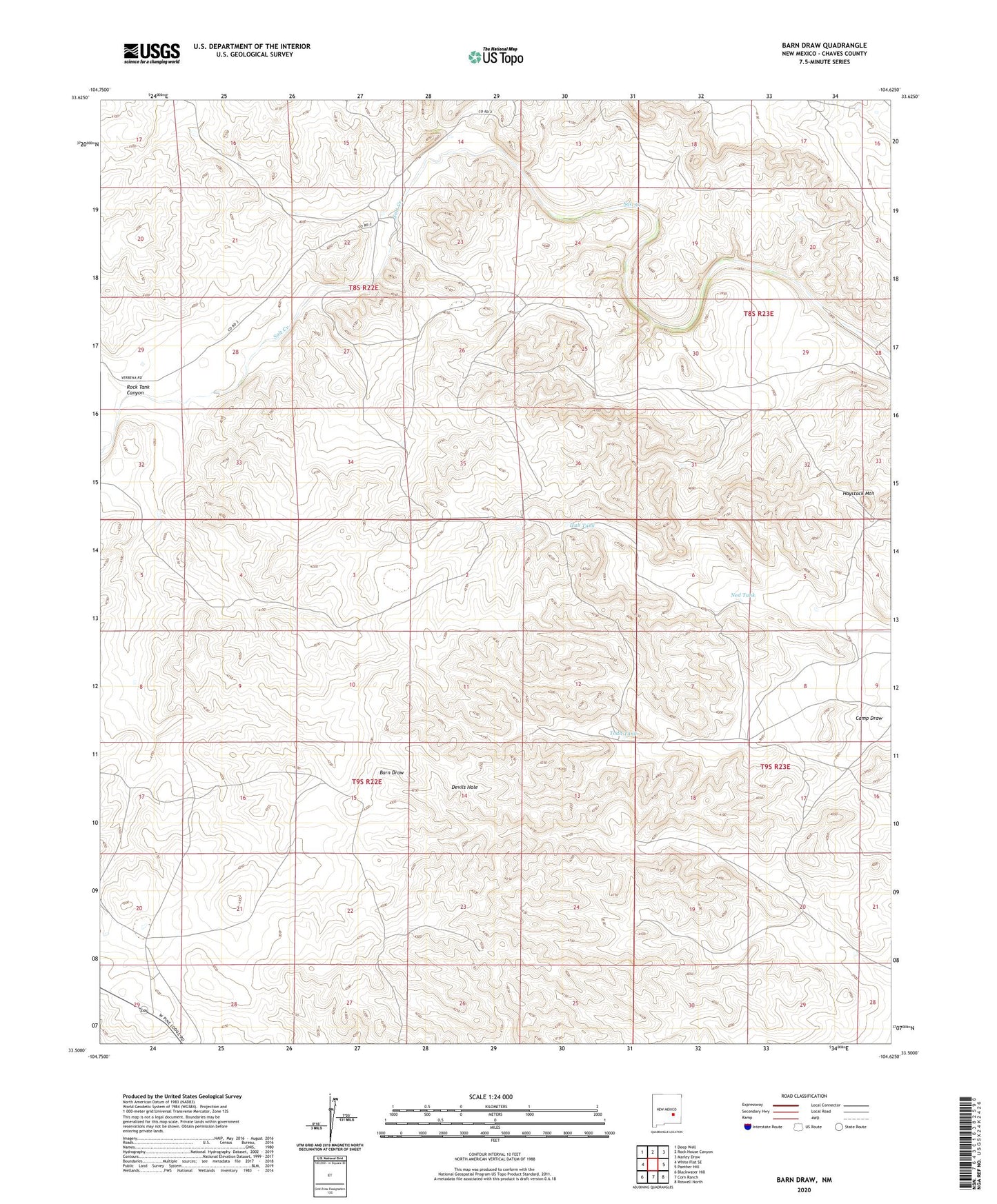 Barn Draw New Mexico US Topo Map Image