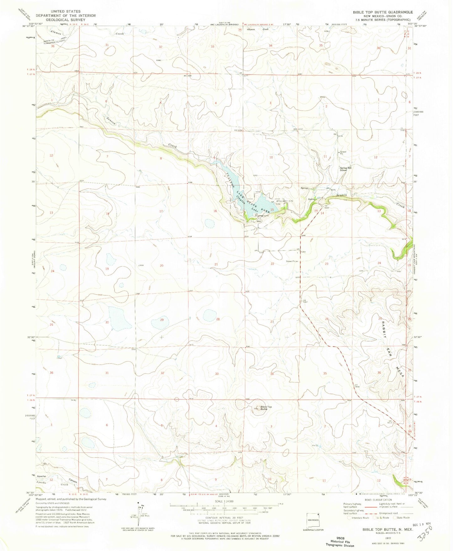 Classic USGS Bible Top Butte New Mexico 7.5'x7.5' Topo Map Image