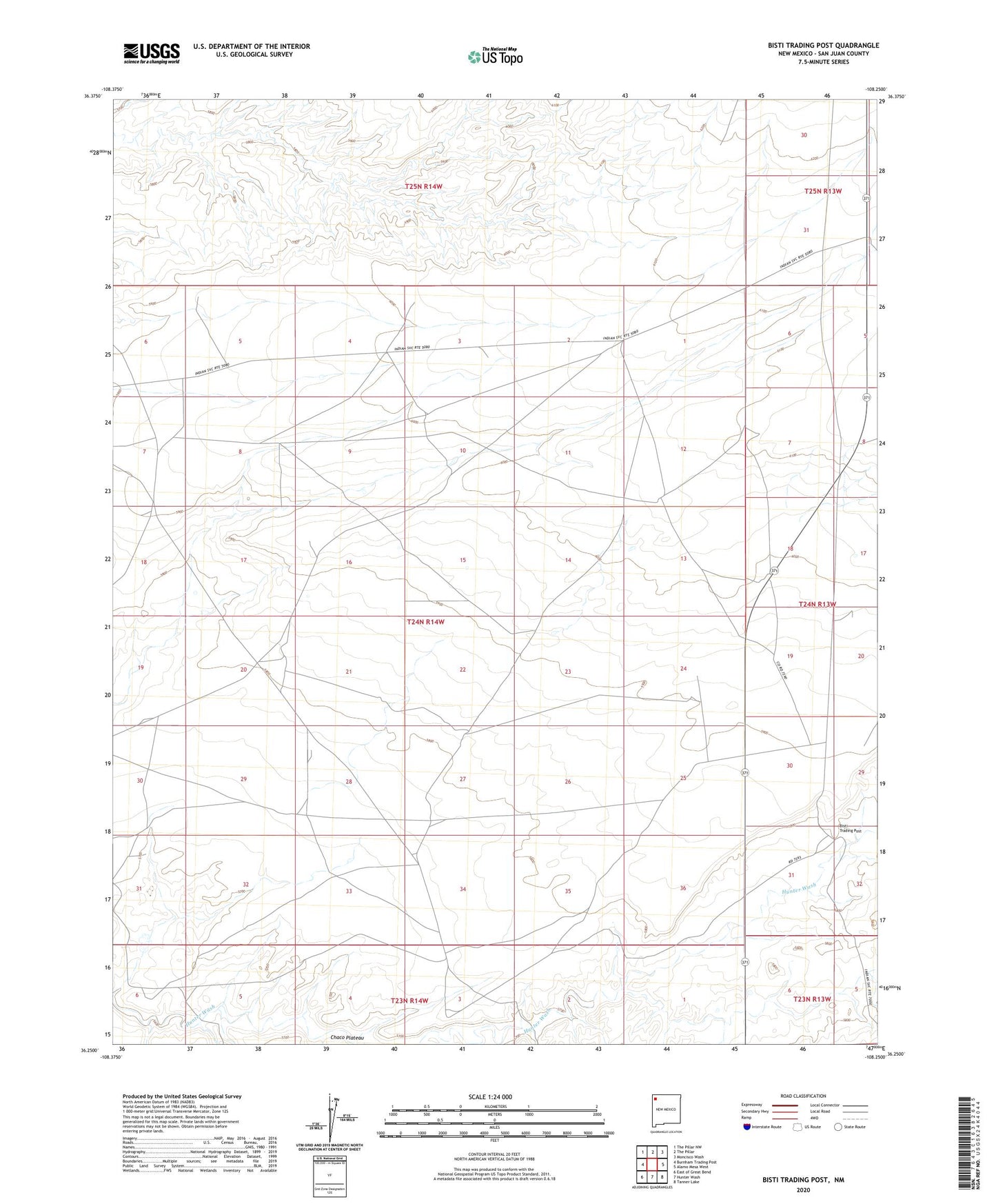 Bisti Trading Post New Mexico US Topo Map Image
