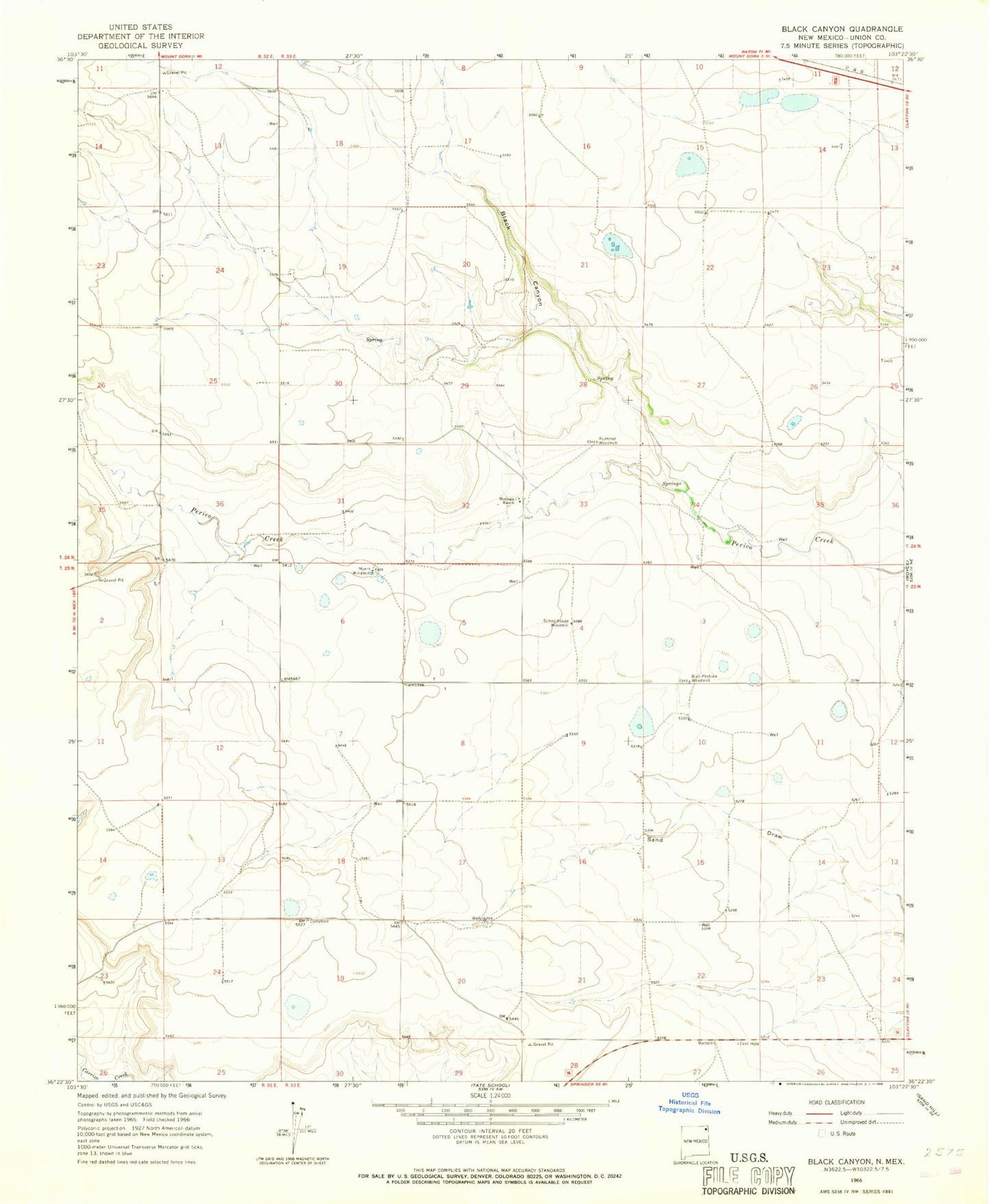 Classic USGS Black Canyon New Mexico 7.5'x7.5' Topo Map Image