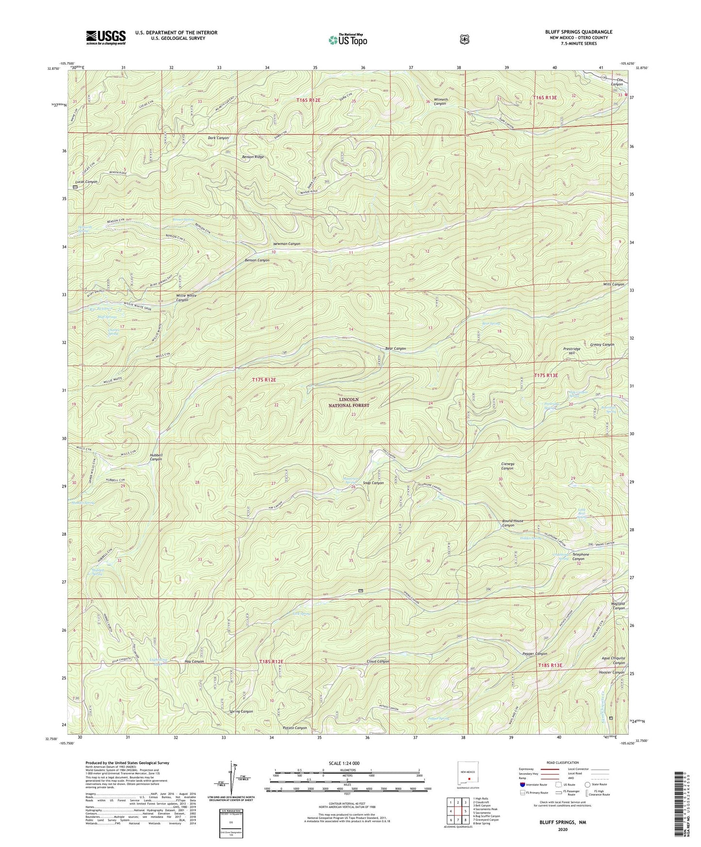 Bluff Springs New Mexico US Topo Map Image