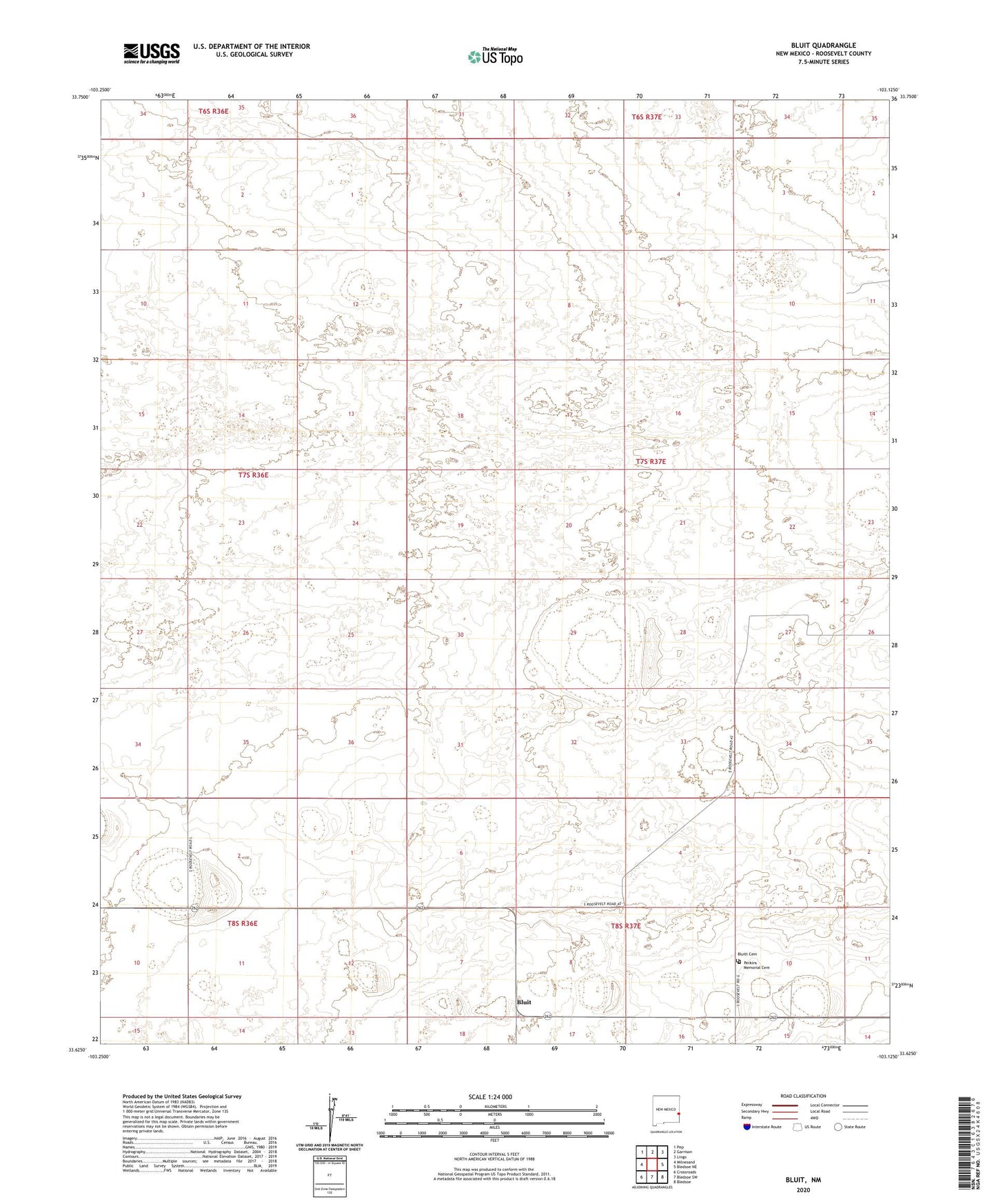 Bluit New Mexico US Topo Map Image