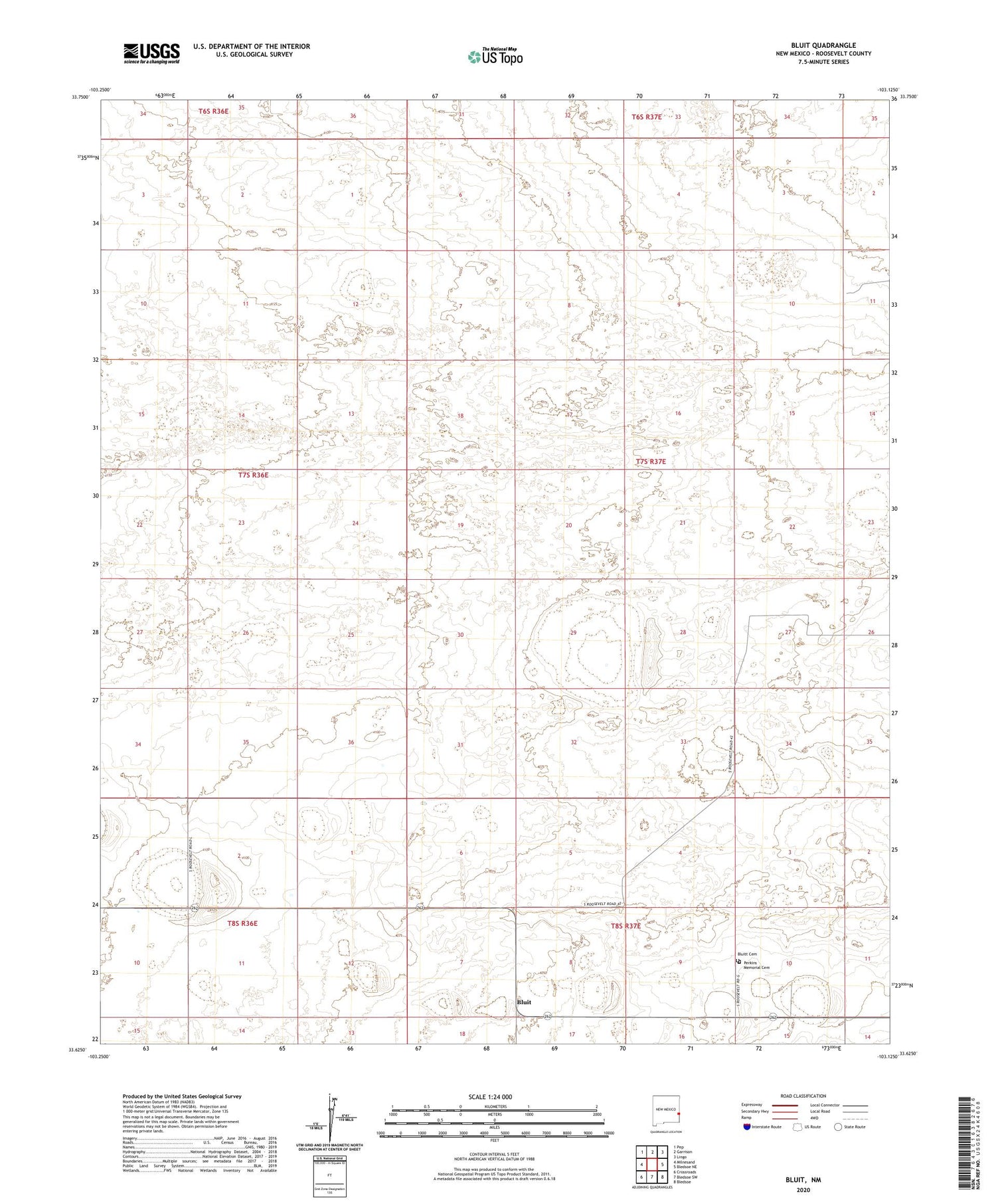 Bluit New Mexico US Topo Map Image