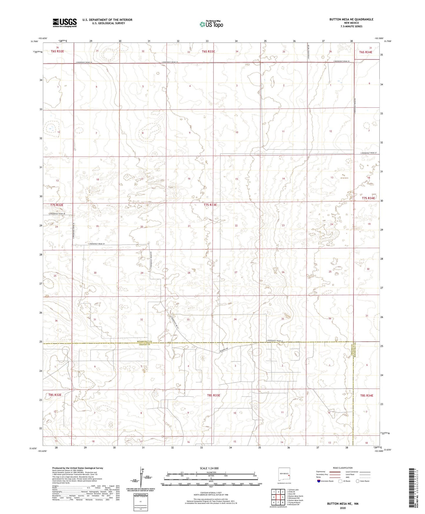 Button Mesa NE New Mexico US Topo Map Image