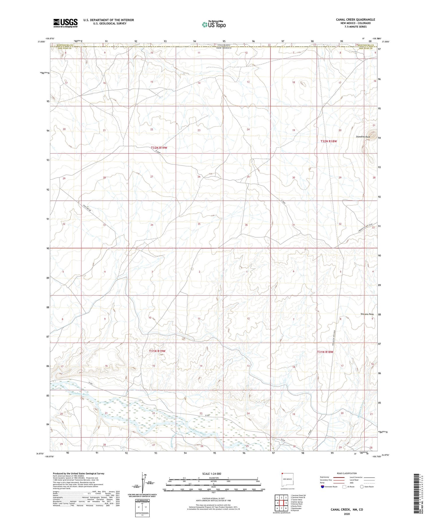 Canal Creek New Mexico US Topo Map Image