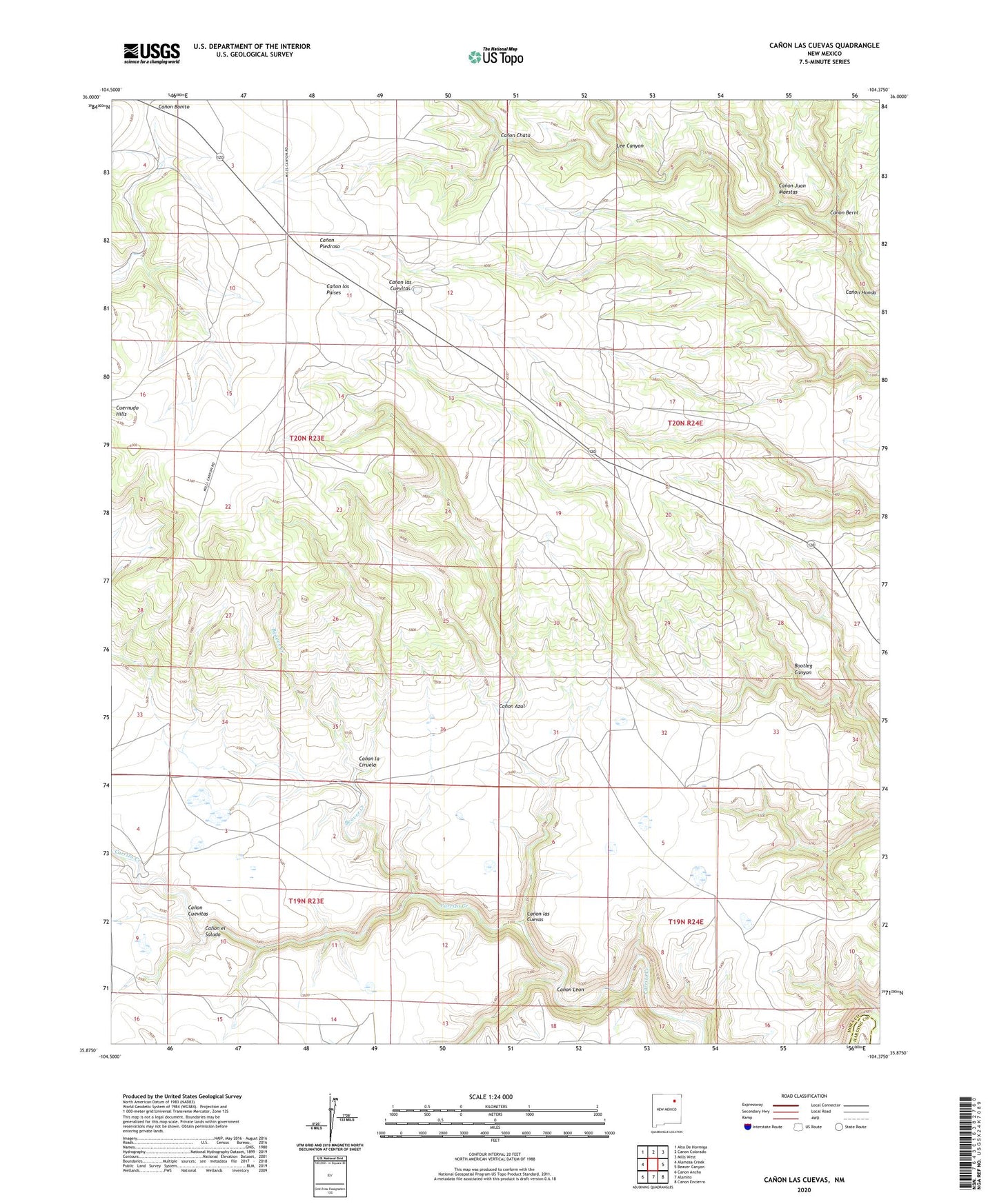 Canon Las Cuevas New Mexico US Topo Map Image