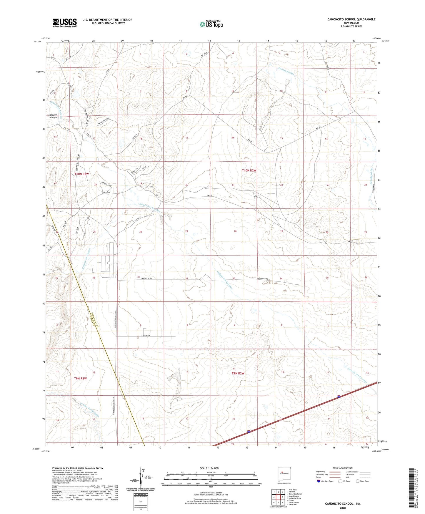 Canoncito School New Mexico US Topo Map Image