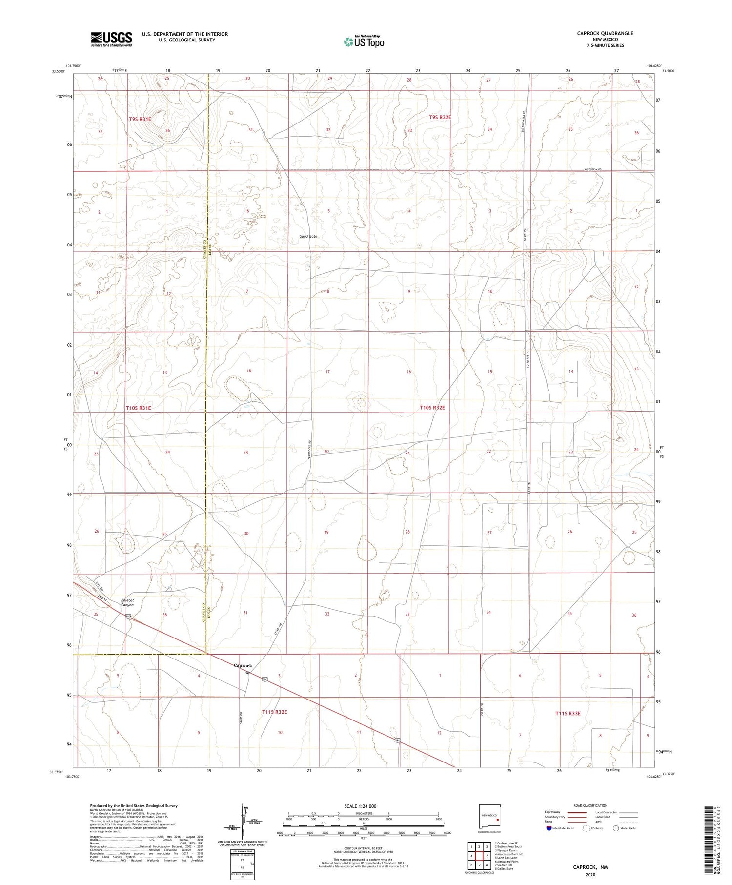 Caprock New Mexico US Topo Map Image