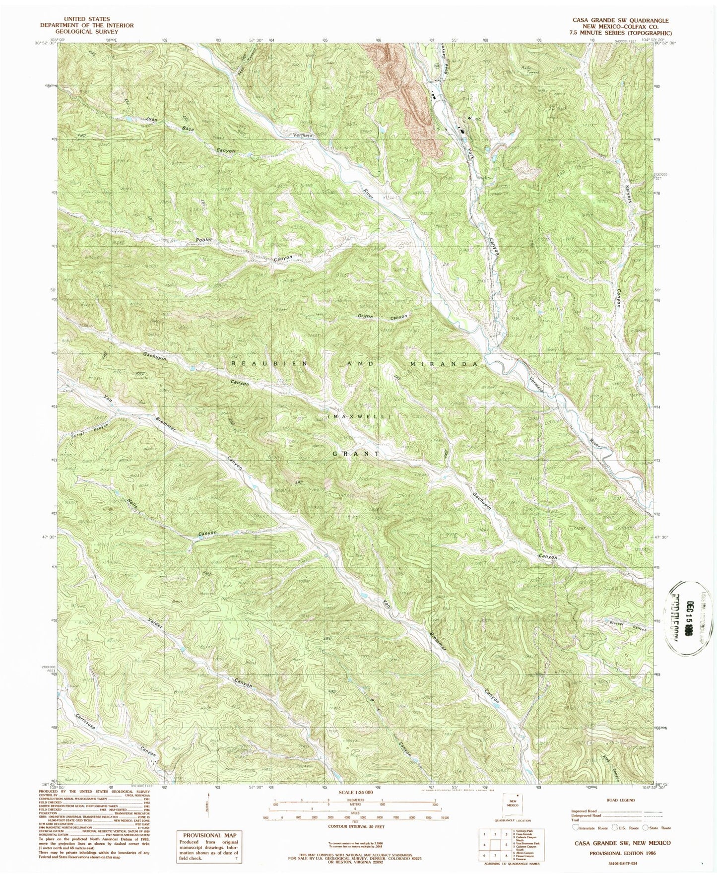 Classic USGS Casa Grande SW New Mexico 7.5'x7.5' Topo Map Image