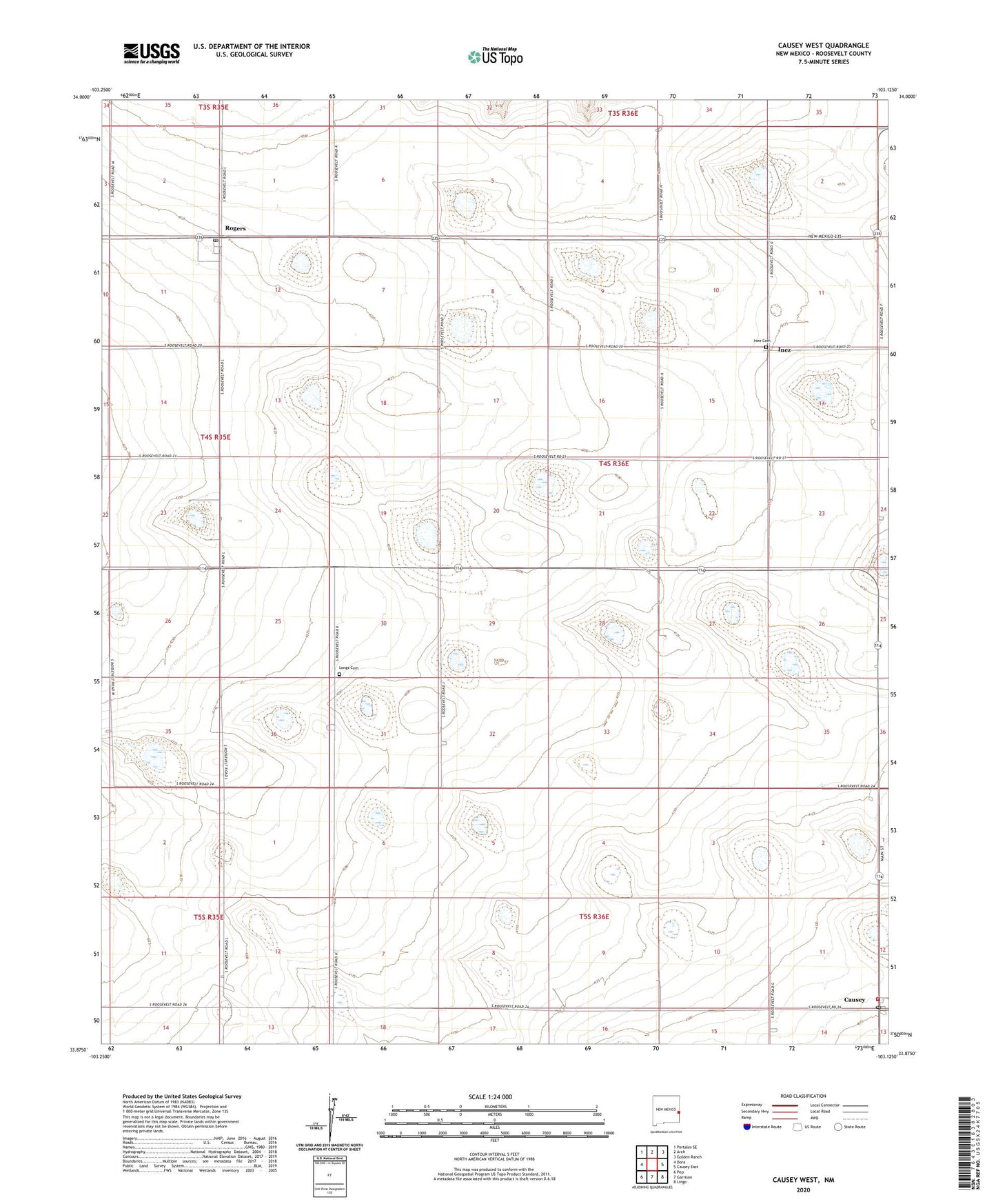 Causey West New Mexico US Topo Map Image