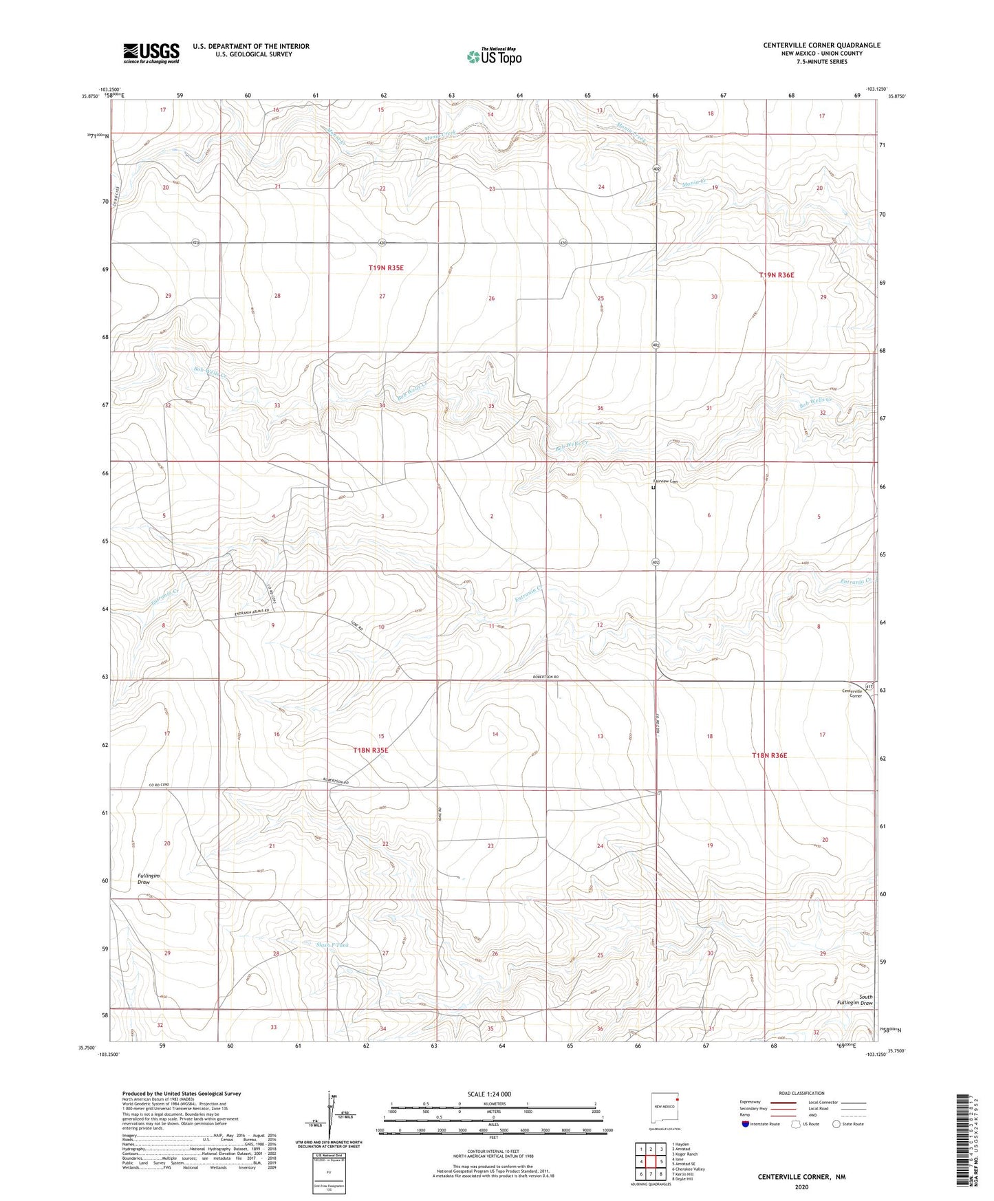 Centerville Corner New Mexico US Topo Map Image