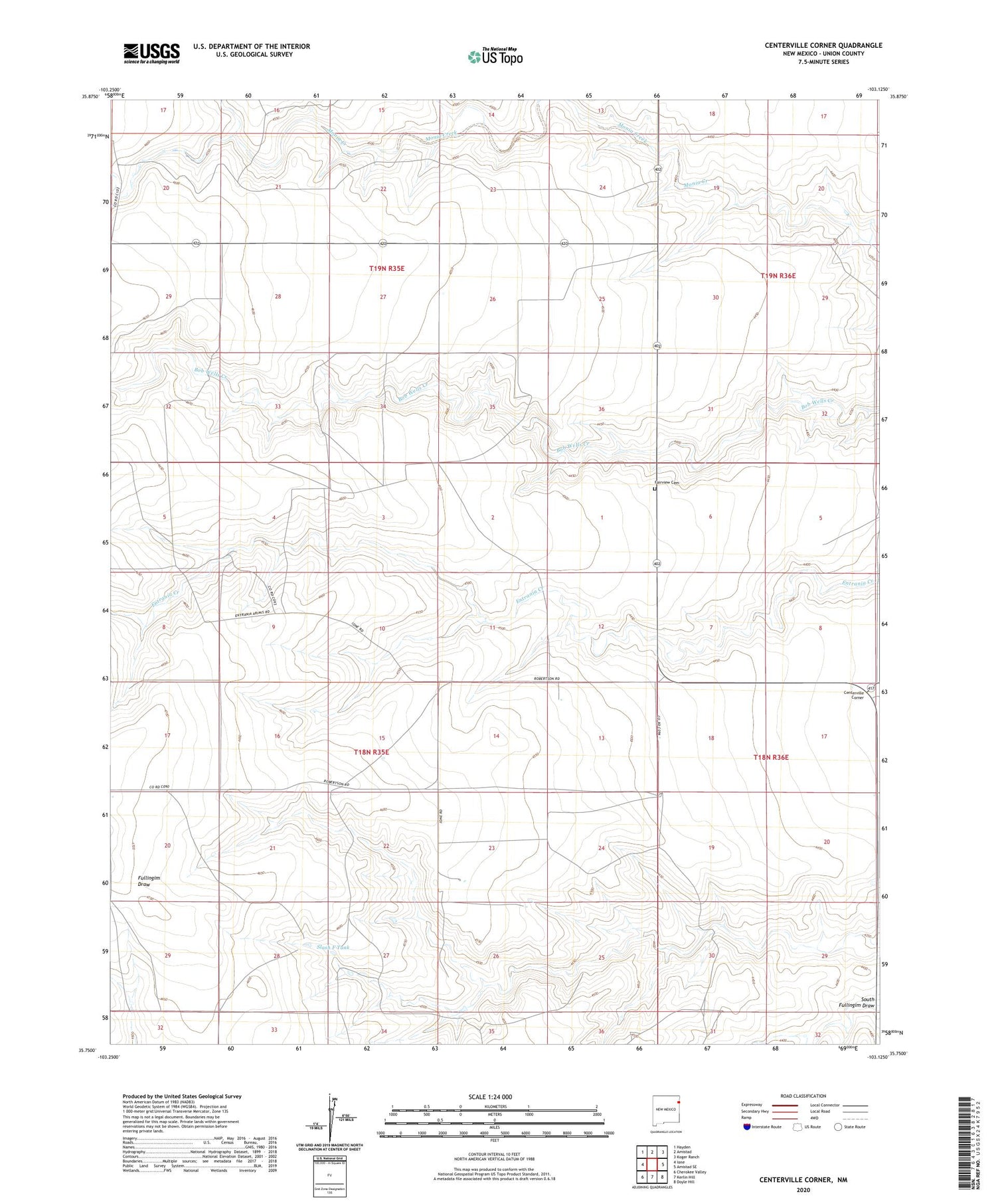 Centerville Corner New Mexico US Topo Map Image