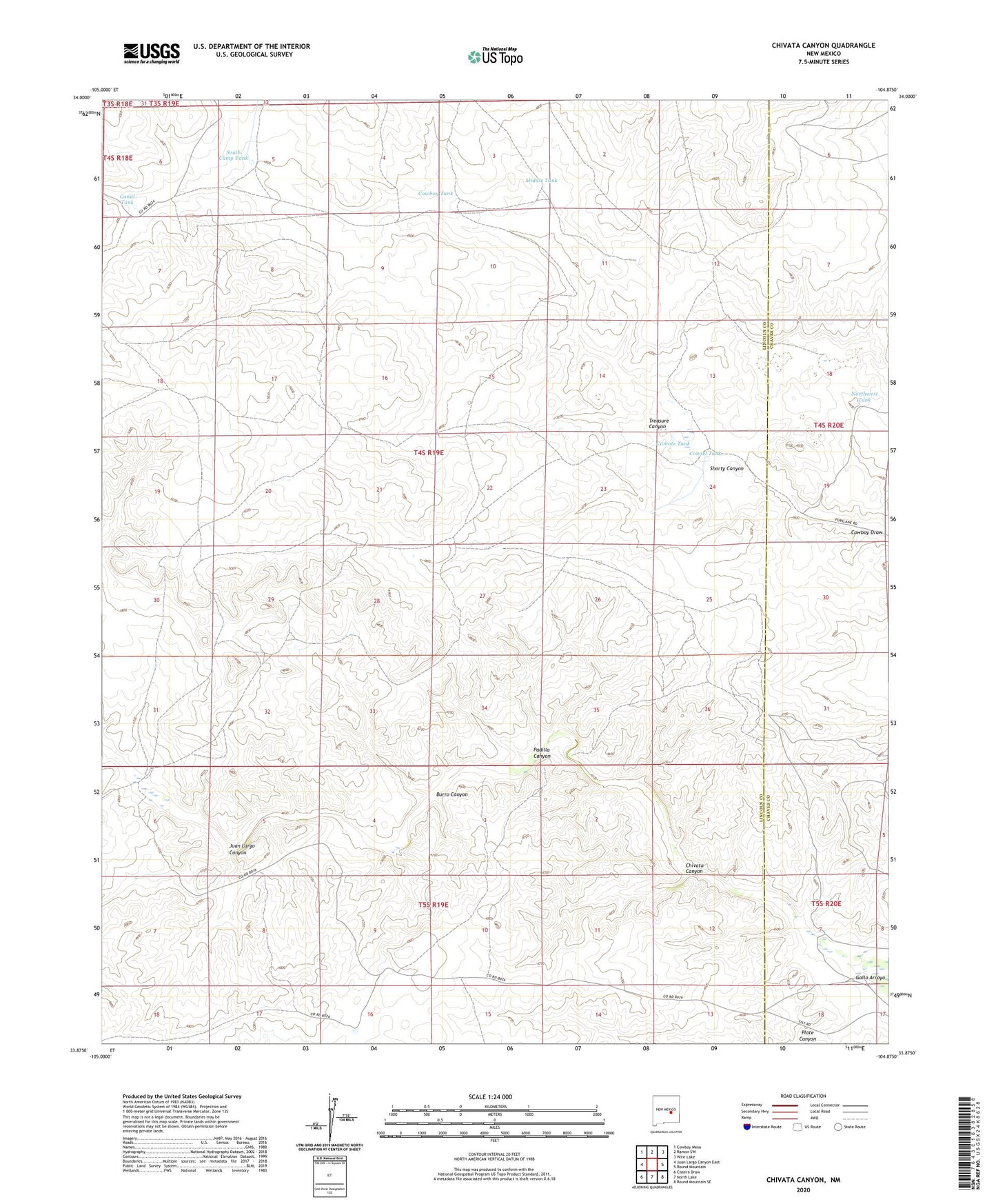 Chivata Canyon New Mexico US Topo Map Image