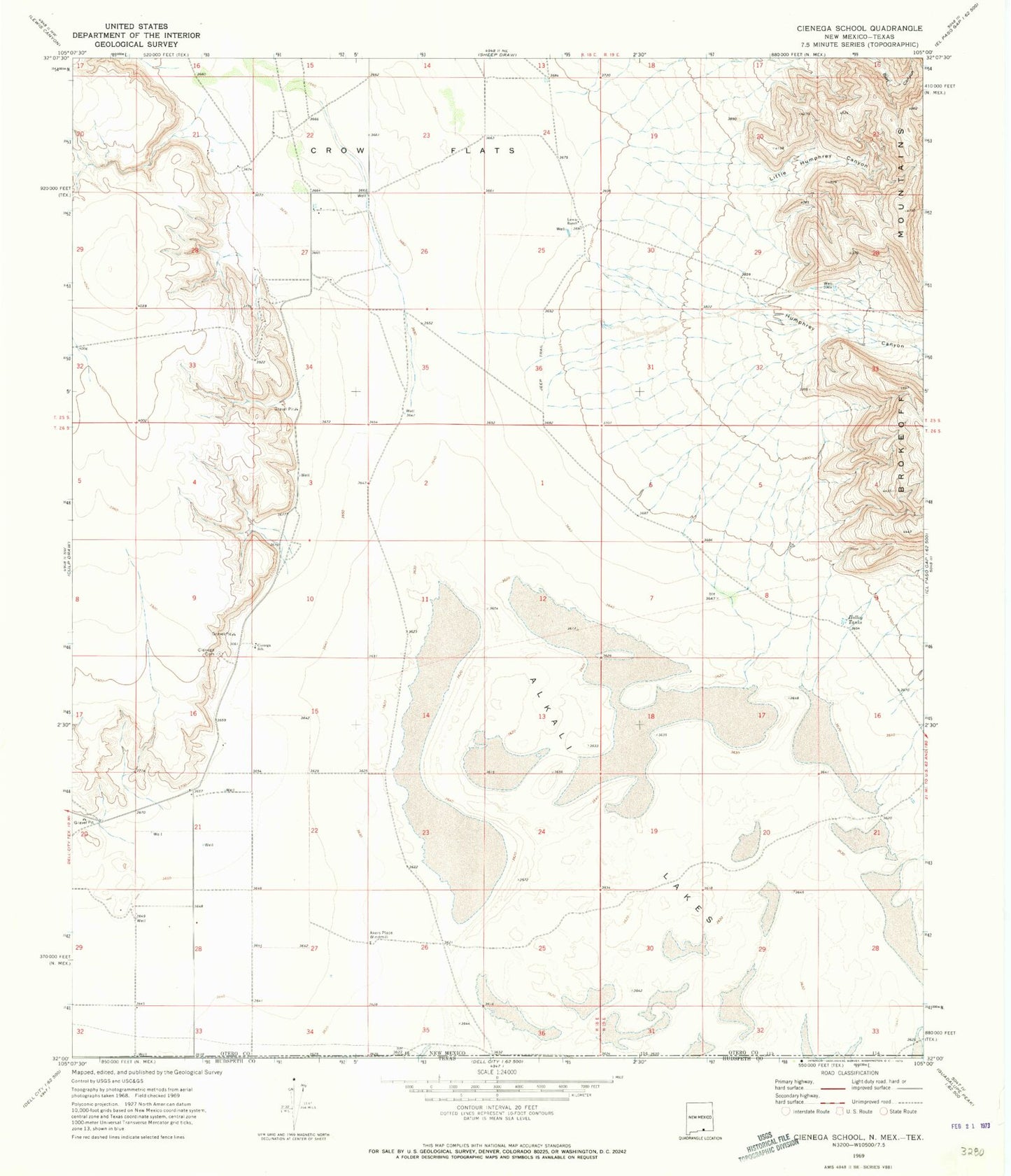 Classic USGS Cienega School New Mexico 7.5'x7.5' Topo Map Image