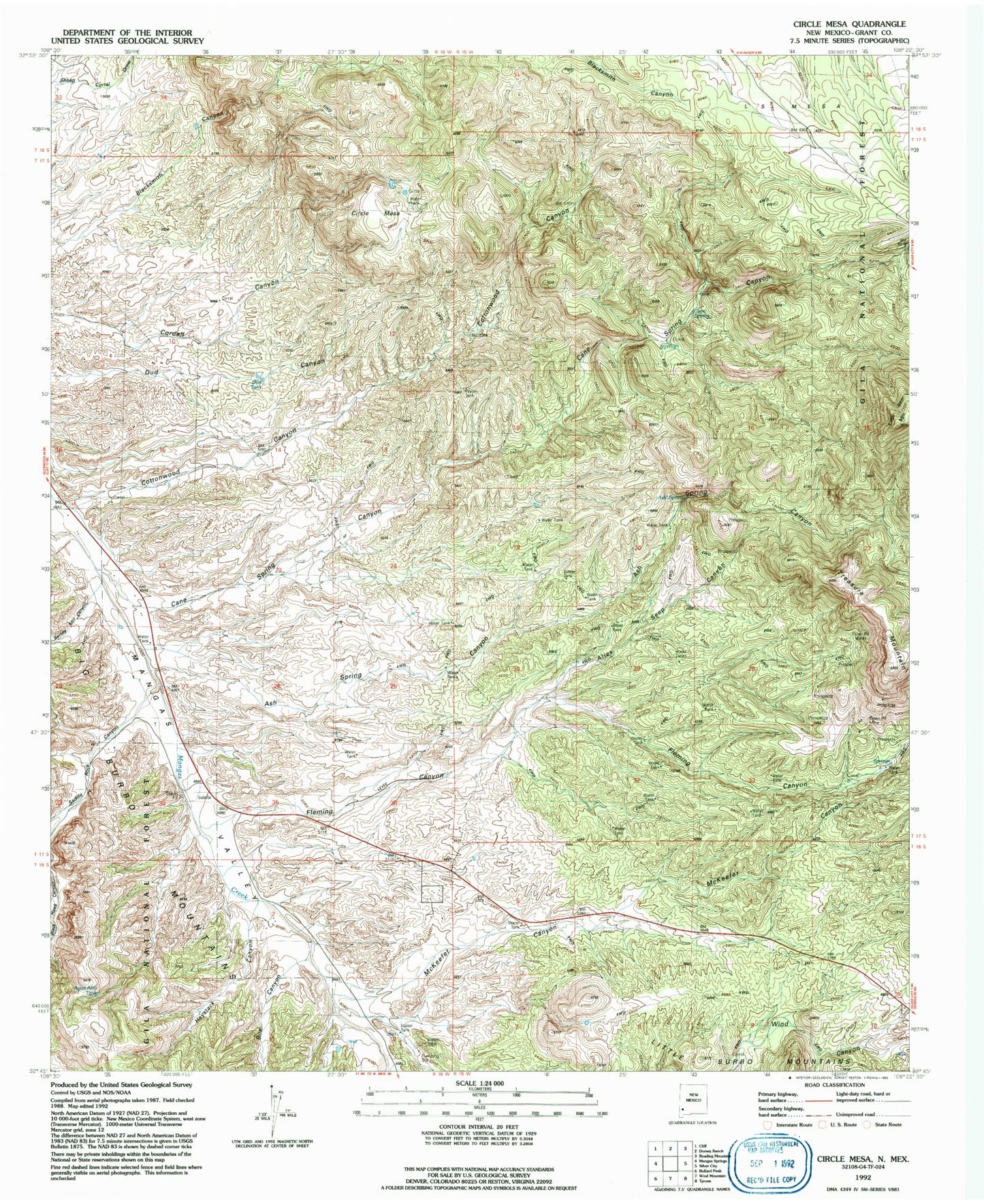 Classic USGS Circle Mesa New Mexico 7.5'x7.5' Topo Map Image