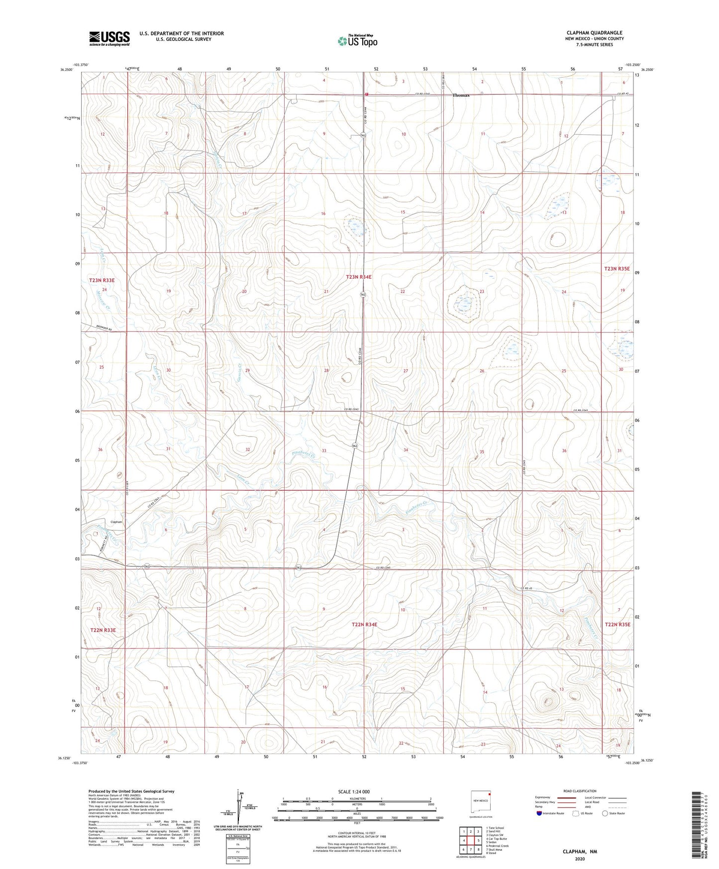 Clapham New Mexico US Topo Map Image