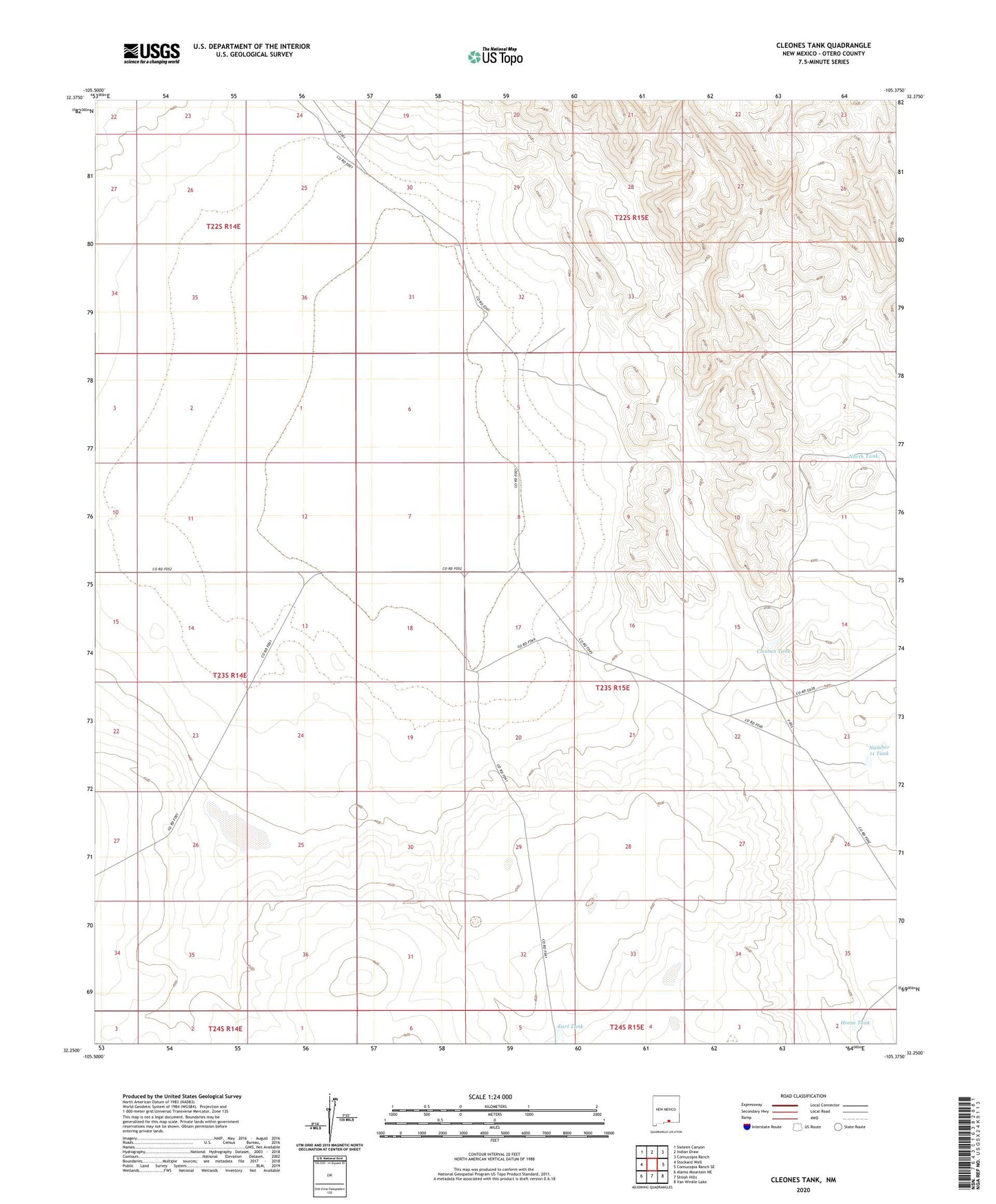 Cleones Tank New Mexico US Topo Map Image