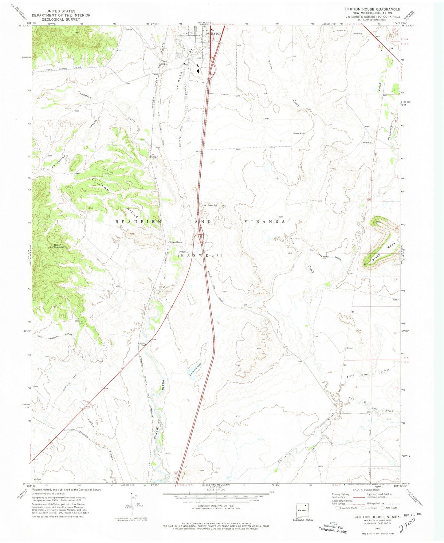 Classic USGS Clifton House New Mexico 7.5'x7.5' Topo Map Image