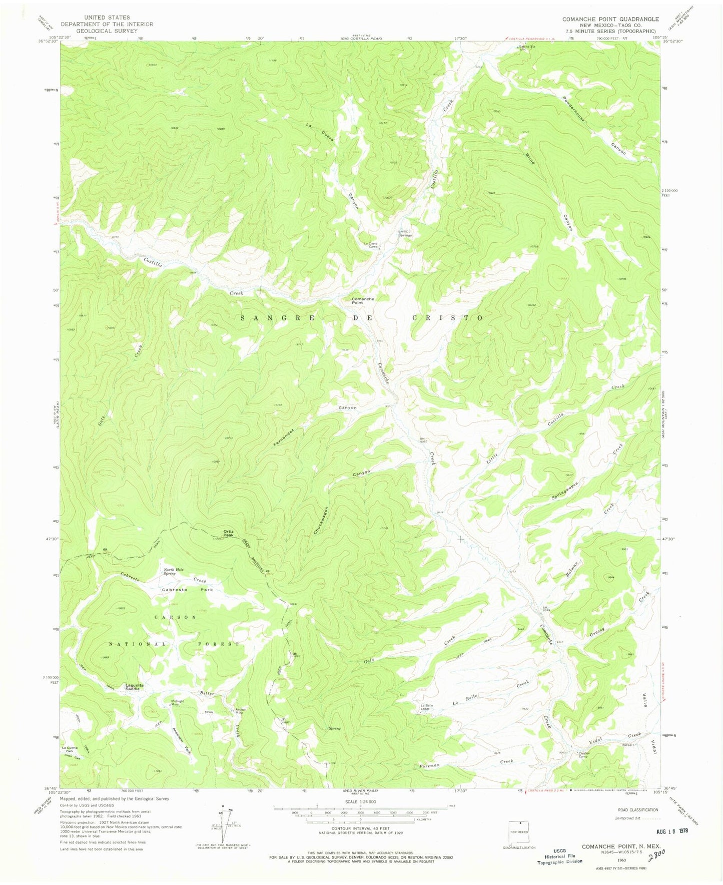 Classic USGS Comanche Point New Mexico 7.5'x7.5' Topo Map Image