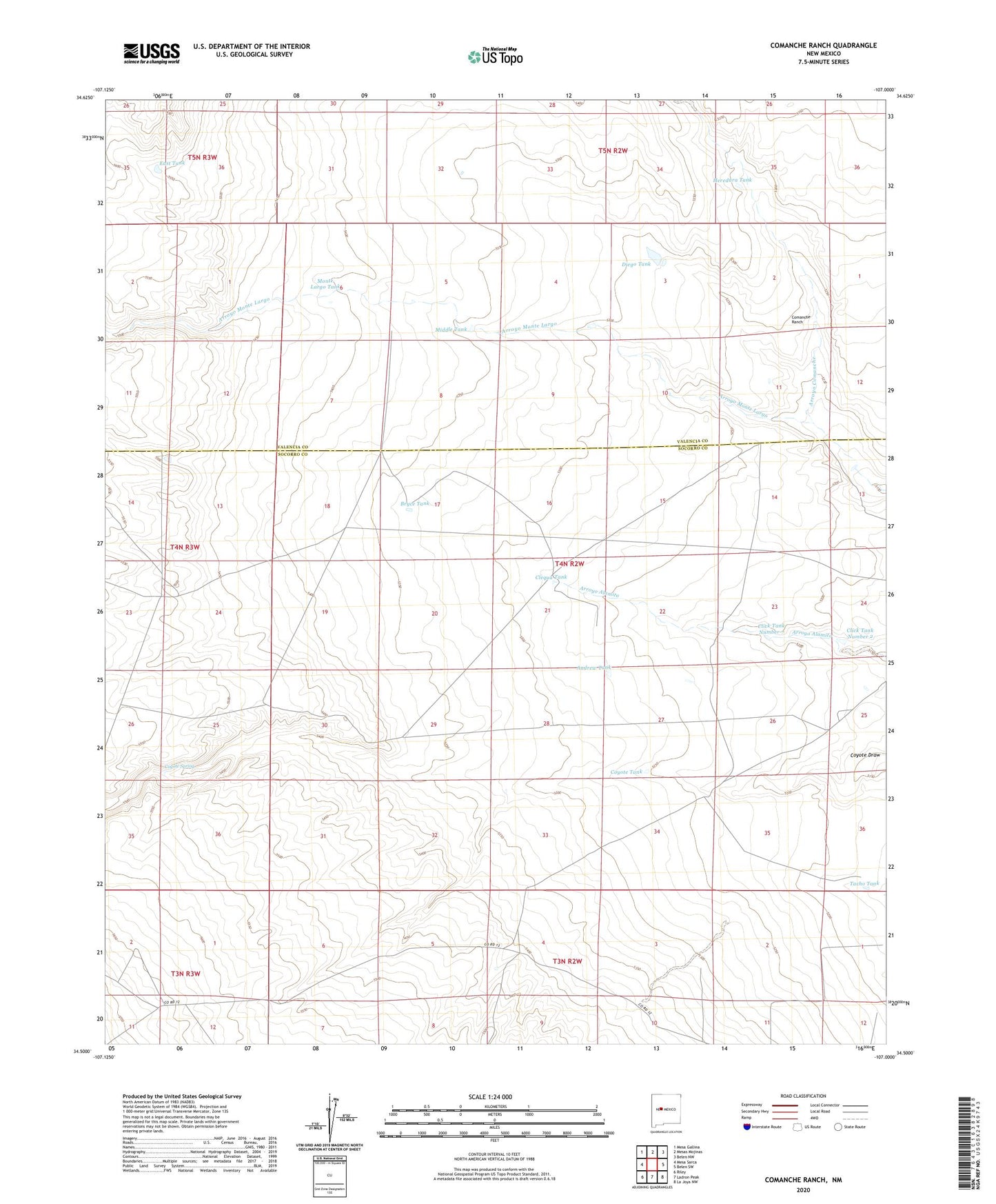 Comanche Ranch New Mexico US Topo Map Image