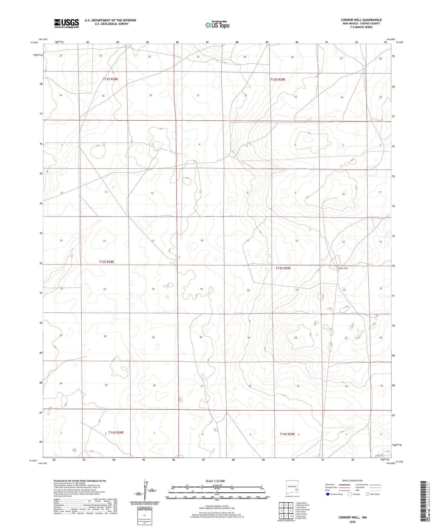 Connor Well New Mexico US Topo Map Image
