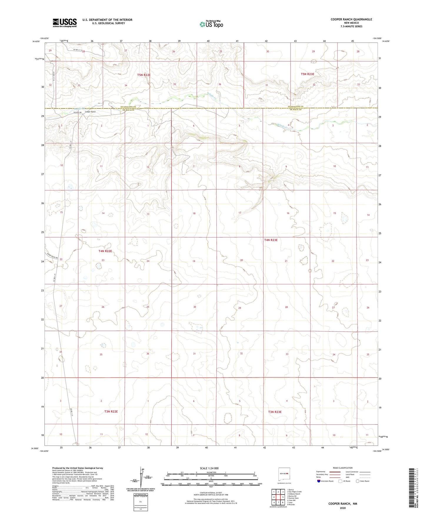 Cooper Ranch New Mexico US Topo Map Image