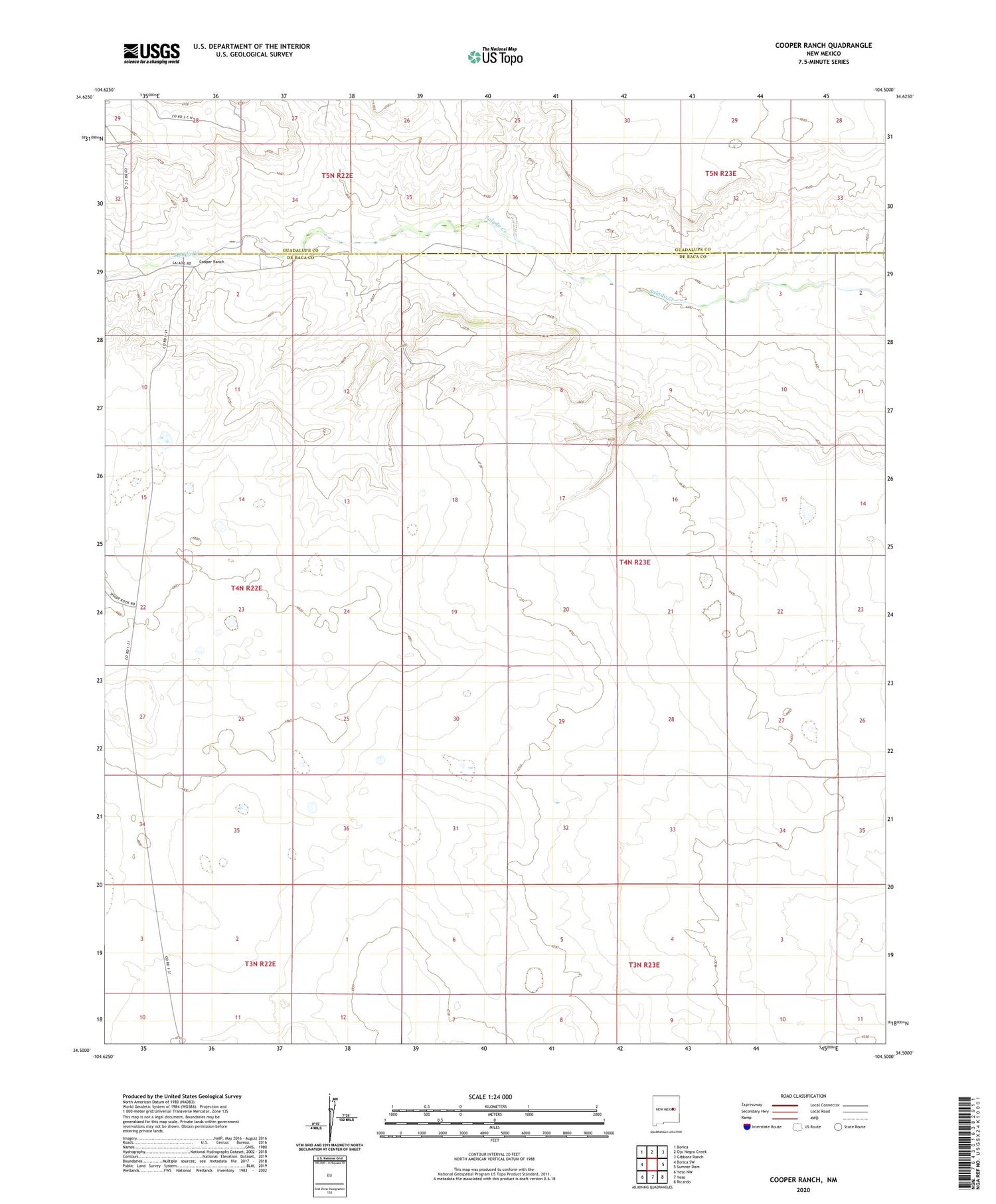 Cooper Ranch New Mexico US Topo Map Image