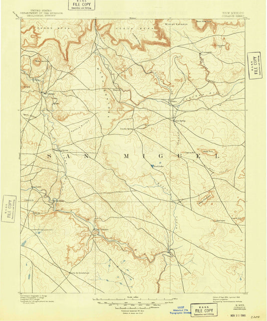 Historic 1892 Corazon New Mexico 30'x30' Topo Map Image